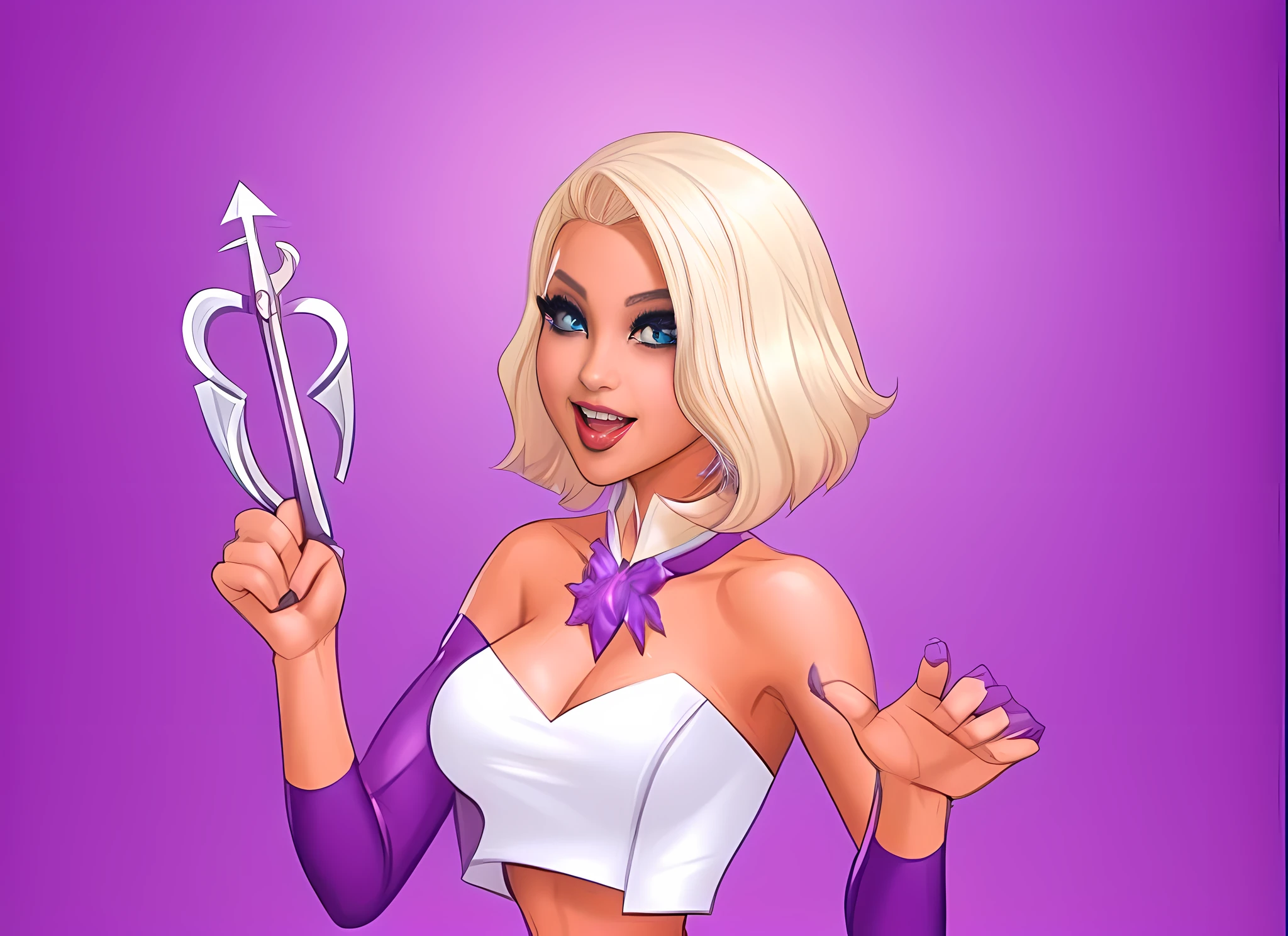 a close up of a cartoon woman holding a scissors and a knife, knights of zodiac girl, cartoon artstyle, zenescope, lola bunny fanart, portrait knights of zodiac girl, cartoon art style, in the style artgerm, commission for high res, artgerm style, gadget hackwrench, style artgerm, power girl, emma frost