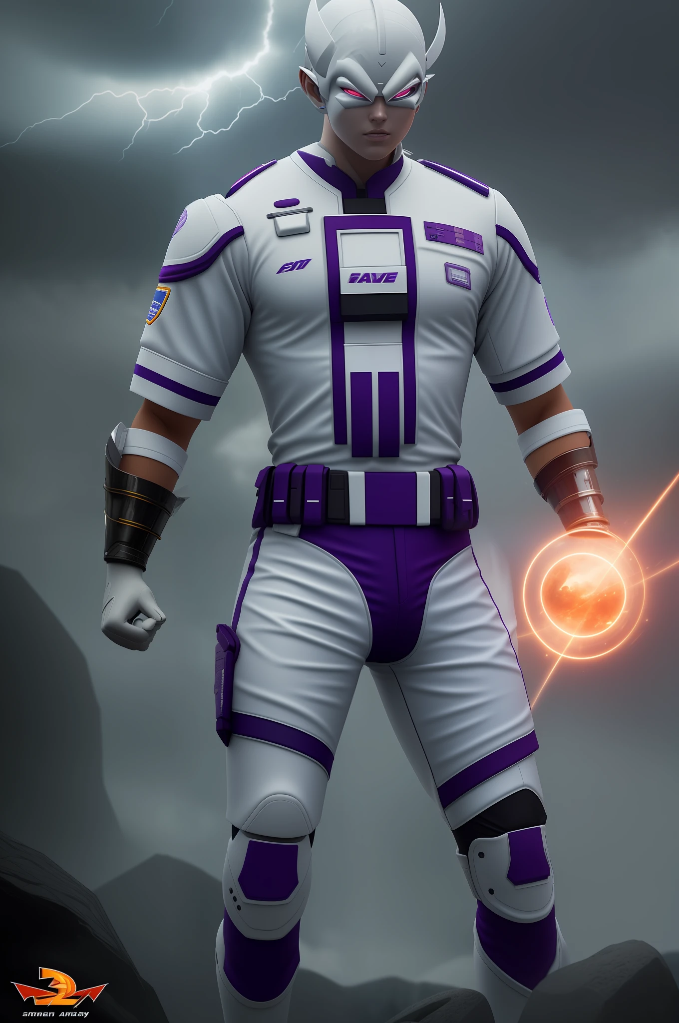 White uniform with purple,8k