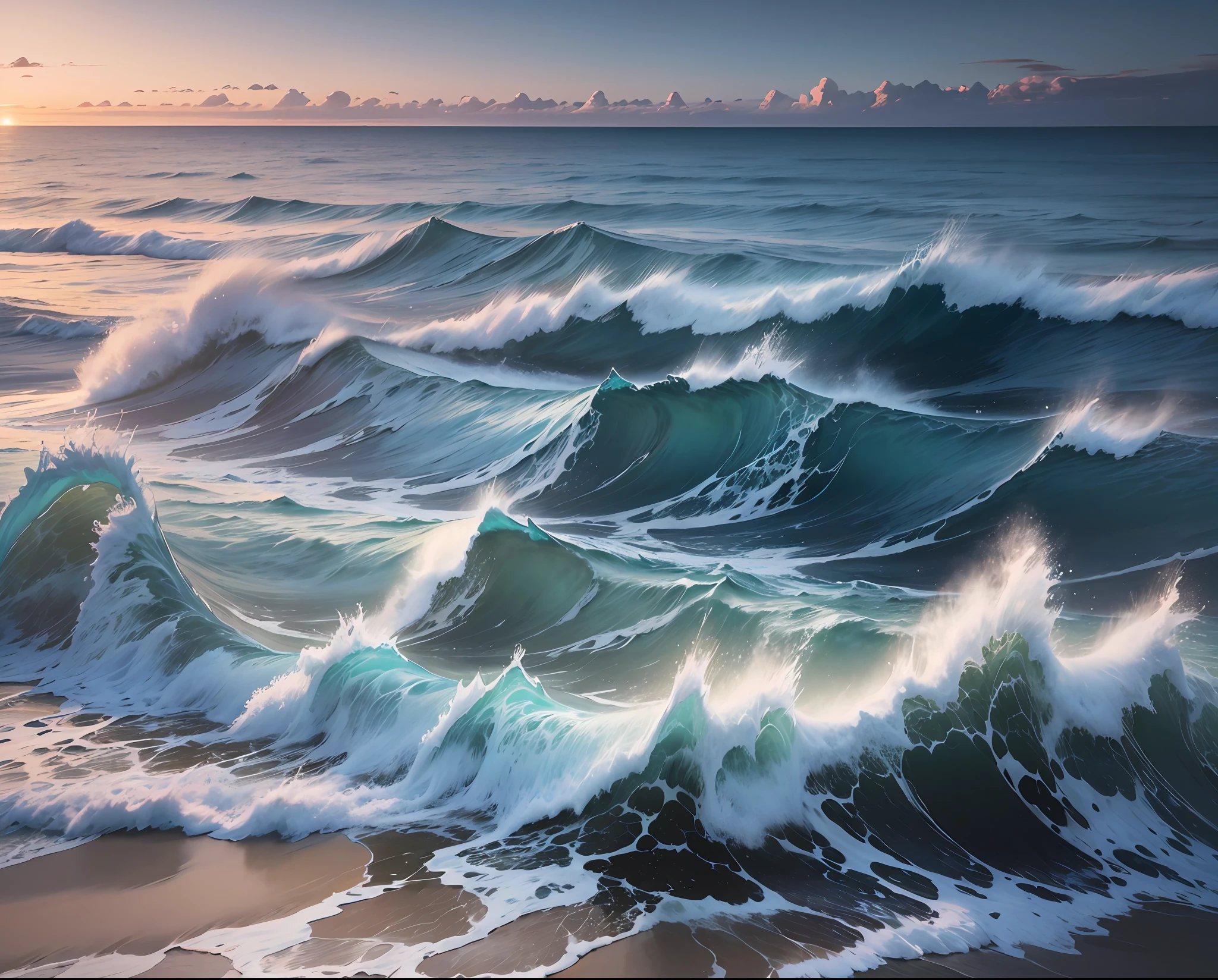a mountain and ocean with waves in foreground, island bottom, wild ocean bottom, sea bottom, natural landscape background, ocean bottom, ocean sky and bottom, calm ocean landscape, backgroud by the sea, deep sea landscape, ocean bottom scenery, beautiful landscape background, landscape background, hills and ocean,  sea at the bottom, ocean at the bottom --auto --s2