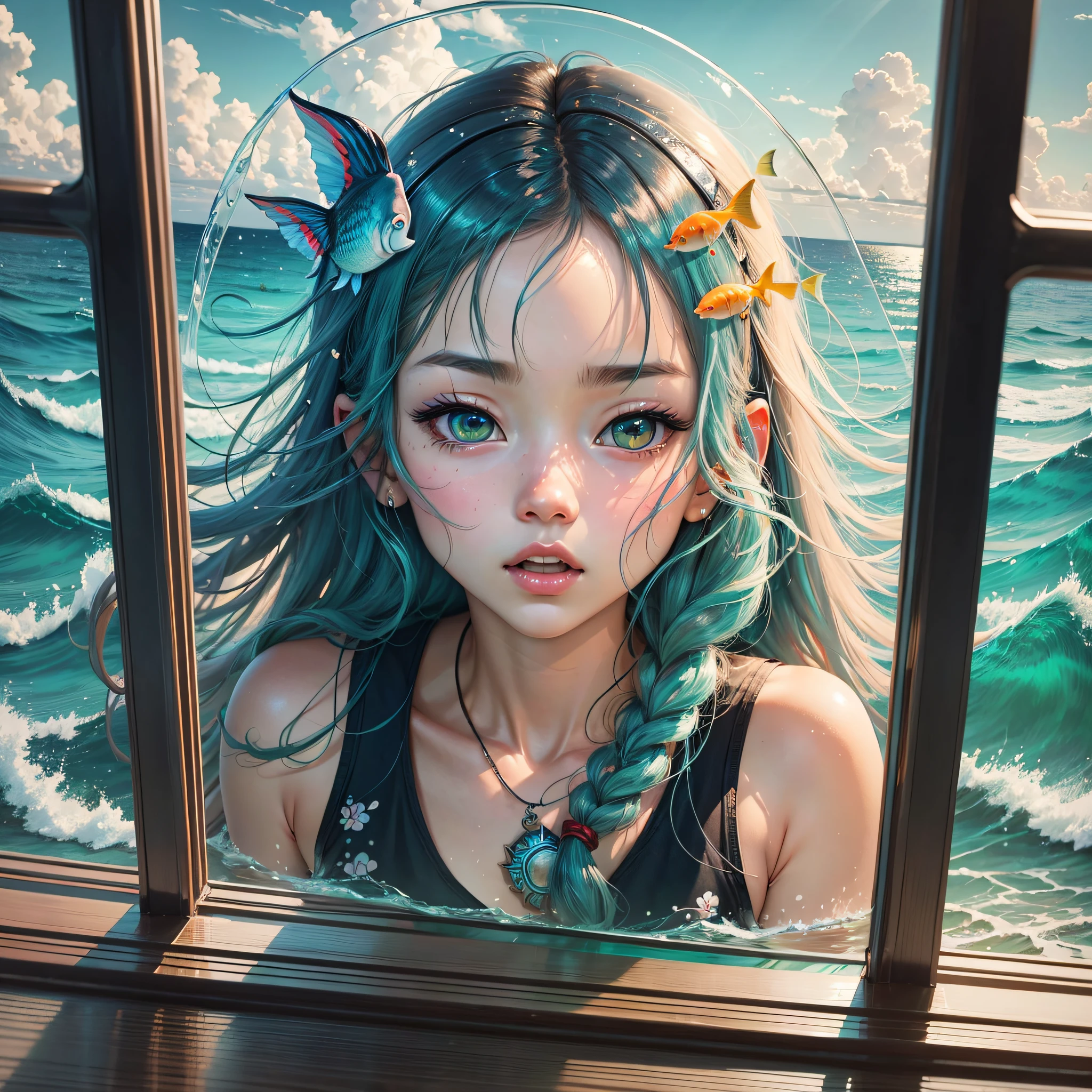 ocean from within, anime style, fishes, aesthetic style, 4k --auto --s2