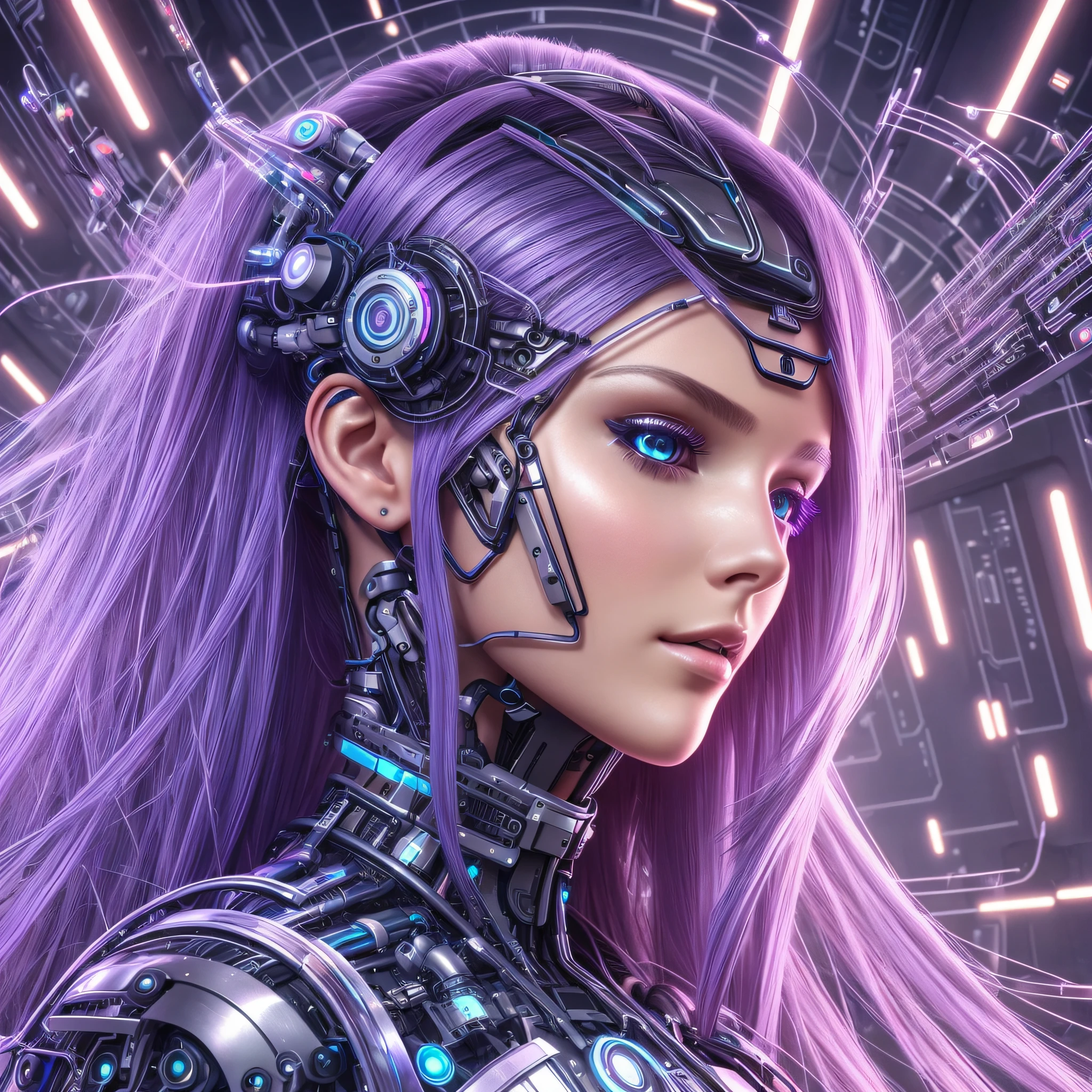 A beautiful futuristic cybernetic girl with hair with strands of neural networks, Futurism, UHD, super detail, best quality, 8k --auto --s2