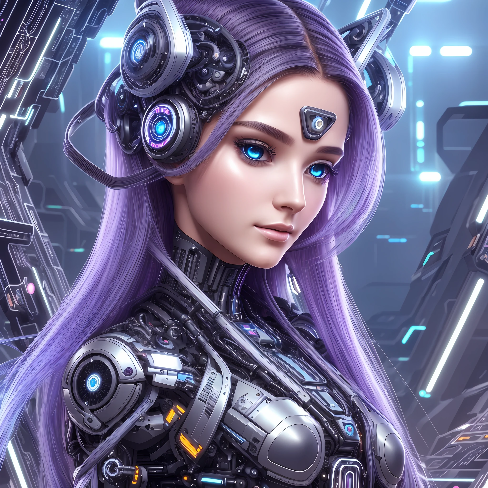 A beautiful futuristic cybernetic girl with hair with strands of neural networks, Futurism, UHD, super detail, best quality, 8k --auto --s2