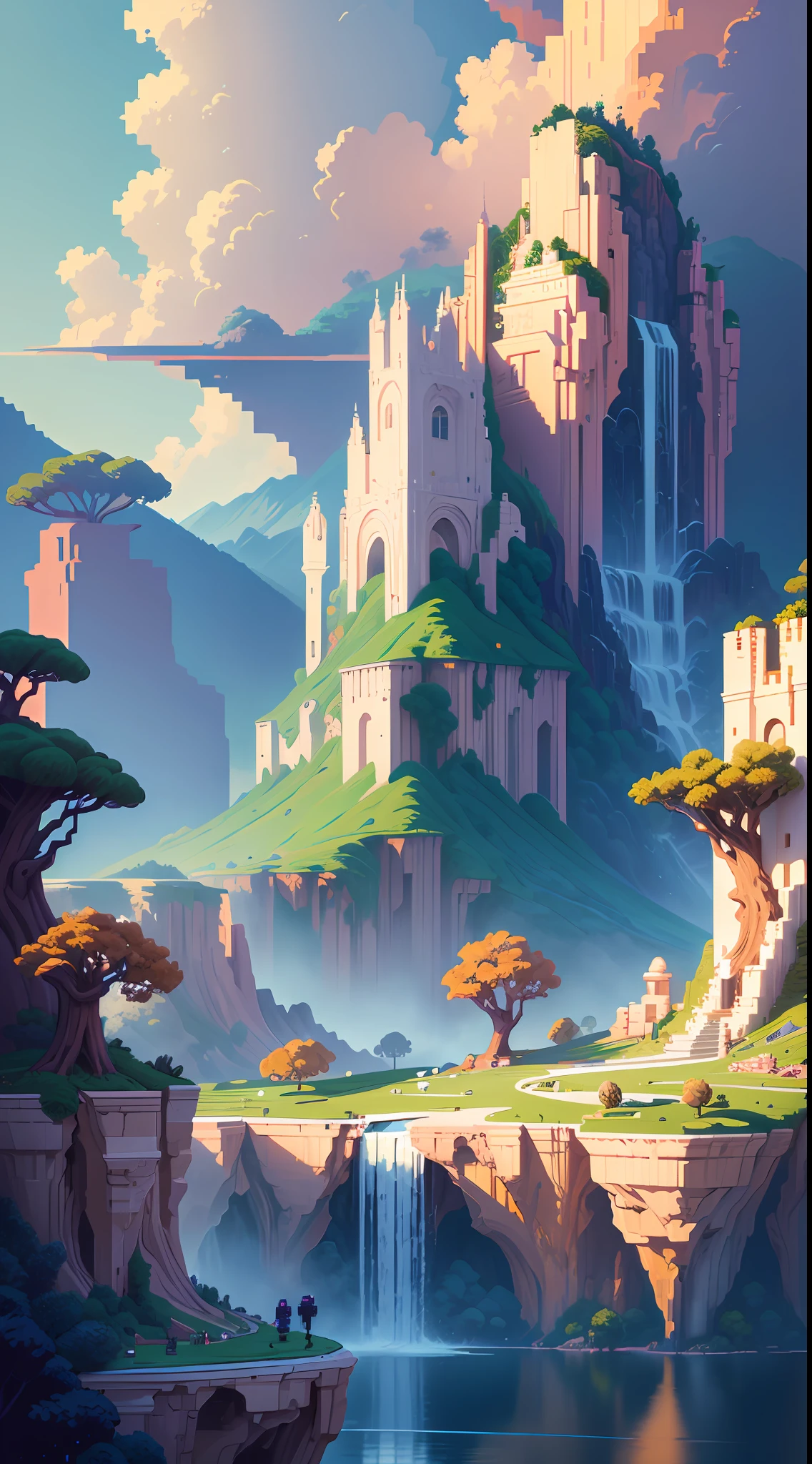 (Paisagem Pixel): masterpiece, best quality, ultra-detailed, high resolution, dynamic composition, beautiful pixel art scenery, contrasting colors, soft lighting, vibrant environment.