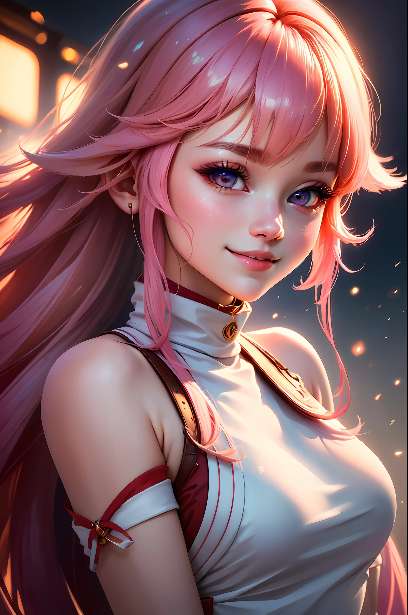 Portrait of a girl, (face: 1.2), detailed eyes, pink hair, shiny skin, wet skin, shy expression, outdoors, low angle, closed mouth, smiling, ulzzang-6500-v1. 1, Shallow depth of field, [Volume Fog], cinematic lights, reflections, 8k resolution, delicateabsurdres, (extremely detailed CG 8k wallpaper), (extremely delicate and beautiful), beautiful lighting, (masterpiece), (best quality: 1.0), (ultra high resolution: 1.0), the most realistic photos beautiful artwork in the world, artgerm, cutesexyrobutts, Ed Blinkey&#39;s professional majestic oil paintings, perfect lightning, [clear focus], bokeh, realistic shadows , [High Resolution], Trending, Detailed Skins, (Masterpiece, Best Quality, High Resolution, Image Ref: 1.1), Ultra Detailed