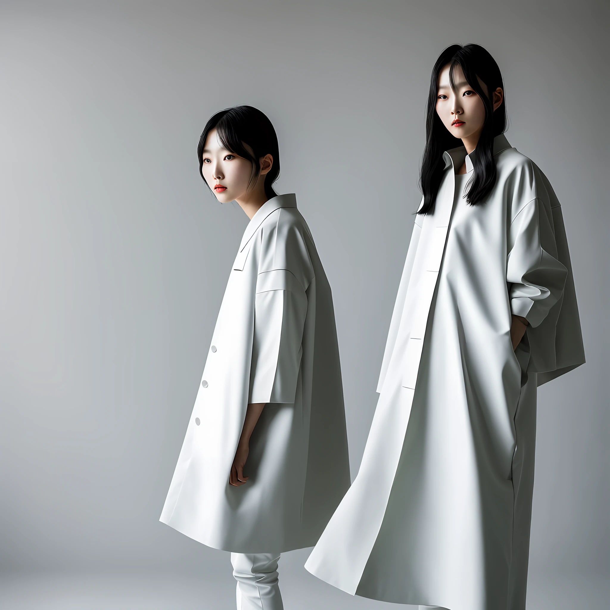 A Korean model posing for photo, fashion magazine, minimalist style clothing, photo taken in studio, just one model in picture, quality, 8k