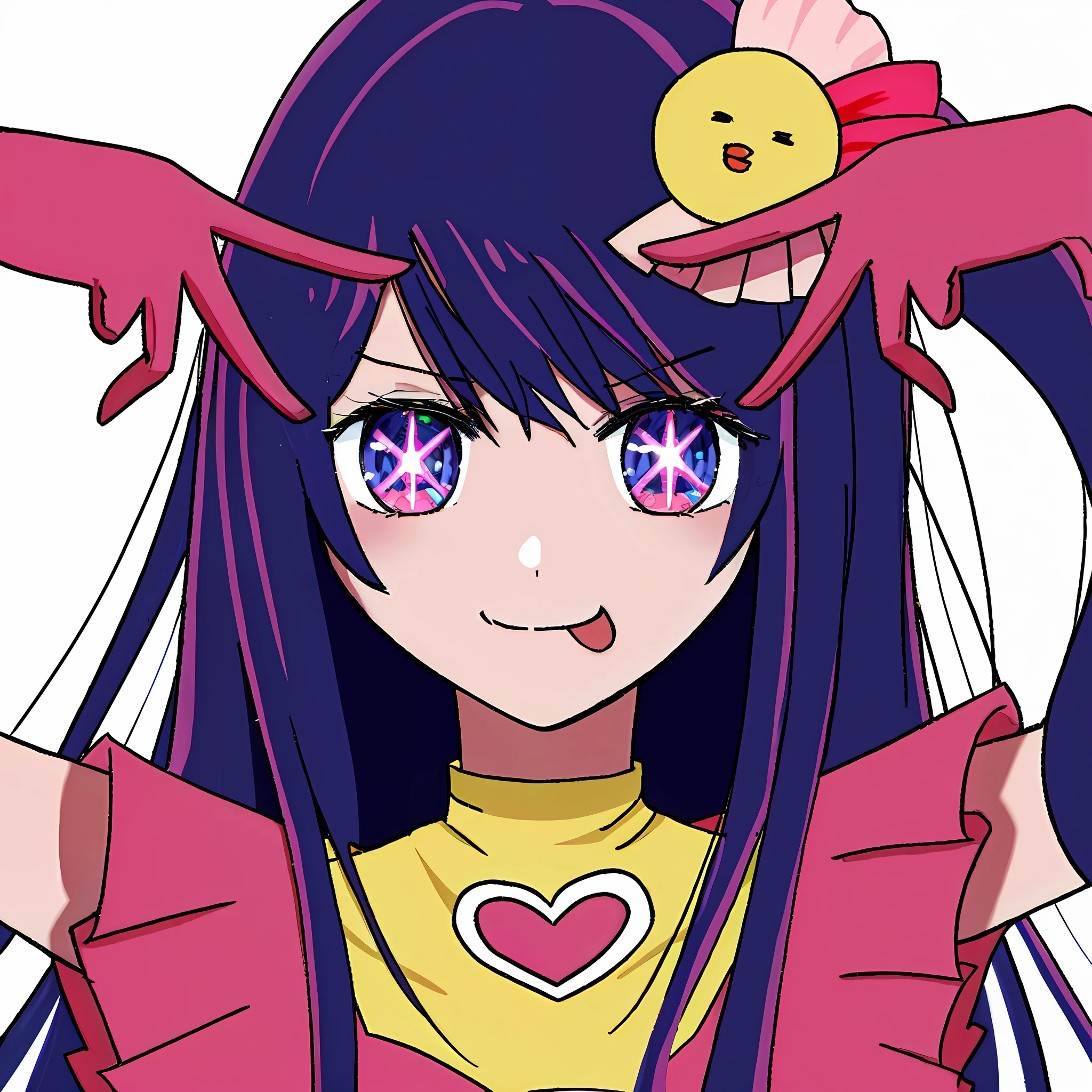 anime girl with purple hair and pink gloves holding a yellow bird, wataru kajika, iwakura lain, rei hiroe, yuyushiki, misato katsuragi, anime moe artstyle, juri misaki, , marin kitagawa fanart, anime style”, waifu, anime manga robot!! anime girl, anime monster girl, omori --auto --s2