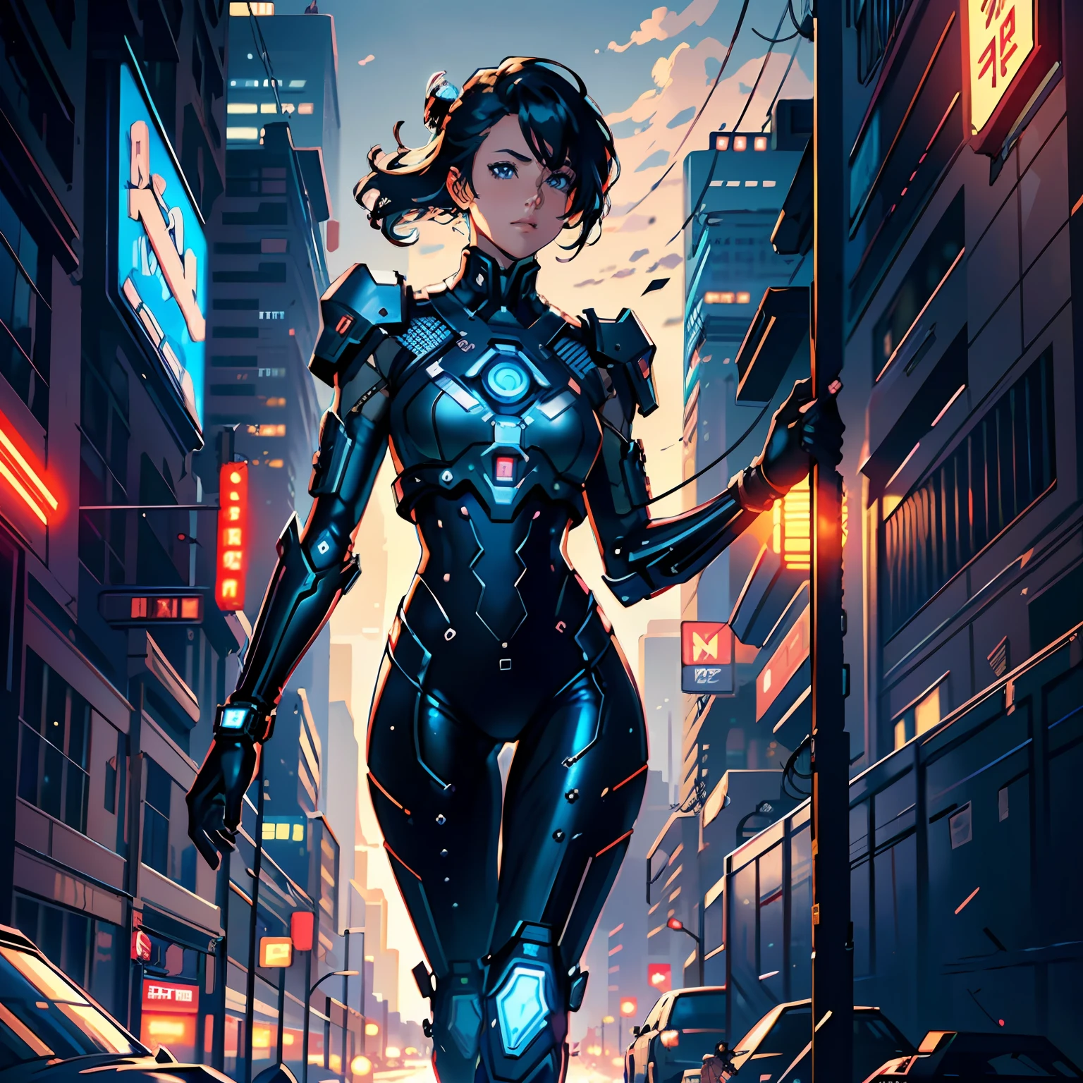 (best quality:1.2), (best illustration:1.2), (best performance:1.2), (extremely detailed 8k CG unit wallpaper), (artistic cinematic illustration), (Paramount studio lighting), (1man), (cute) wearing technological futuristic cyberpunk clothes, chaotic city, amazing soft lighting, hard linear
