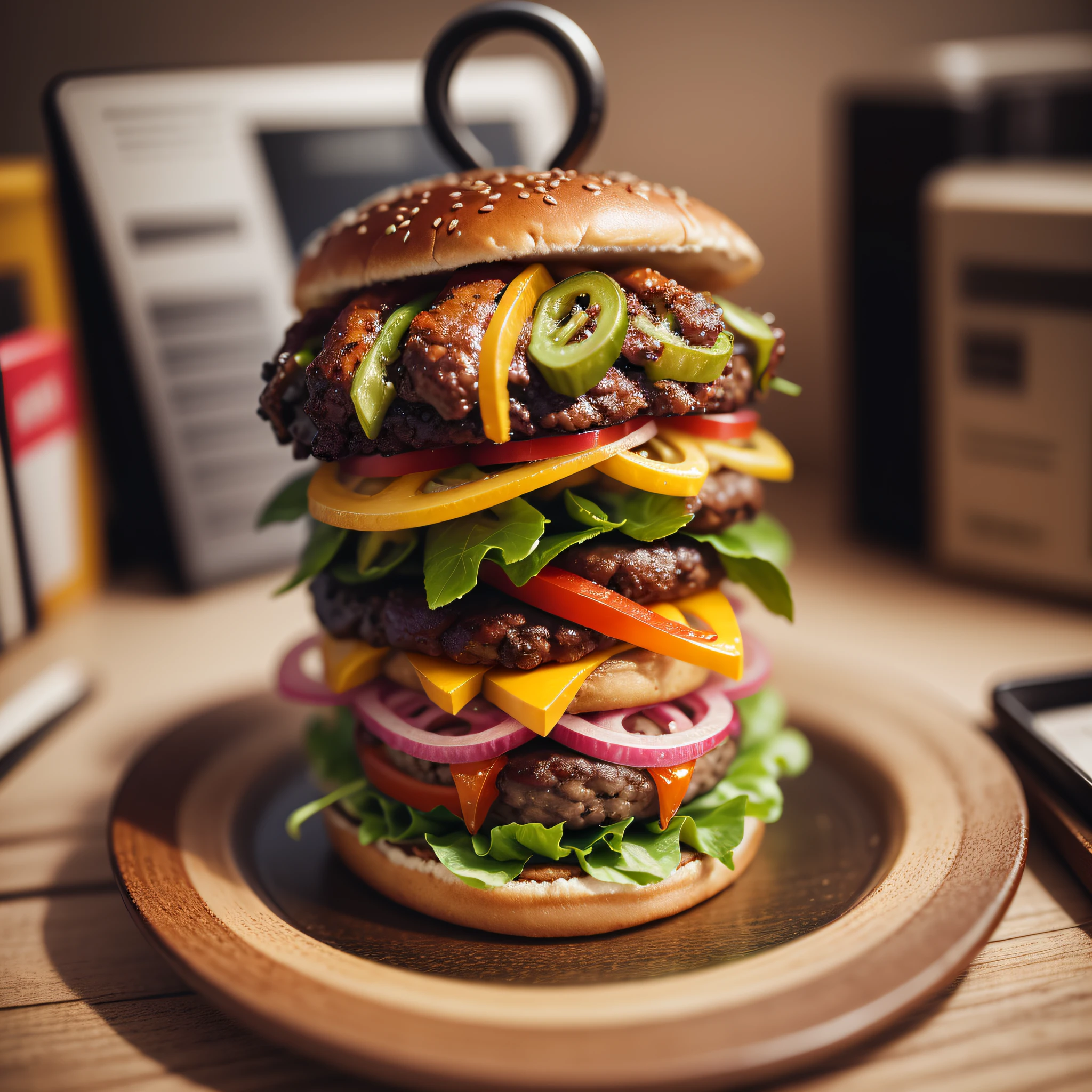 Hamburguesa gigante con pepinillos, anime, Gothic art, chiaroscuro, jpeg artifacts, chromatic aberration abuse, film grain, motion lines, optical illusion, atmospheric perspective, anatomically correct, high details, best quality, highres, high quality, award winning, 1080P, 4K, 8k, award winning, masterpiece --auto --s2