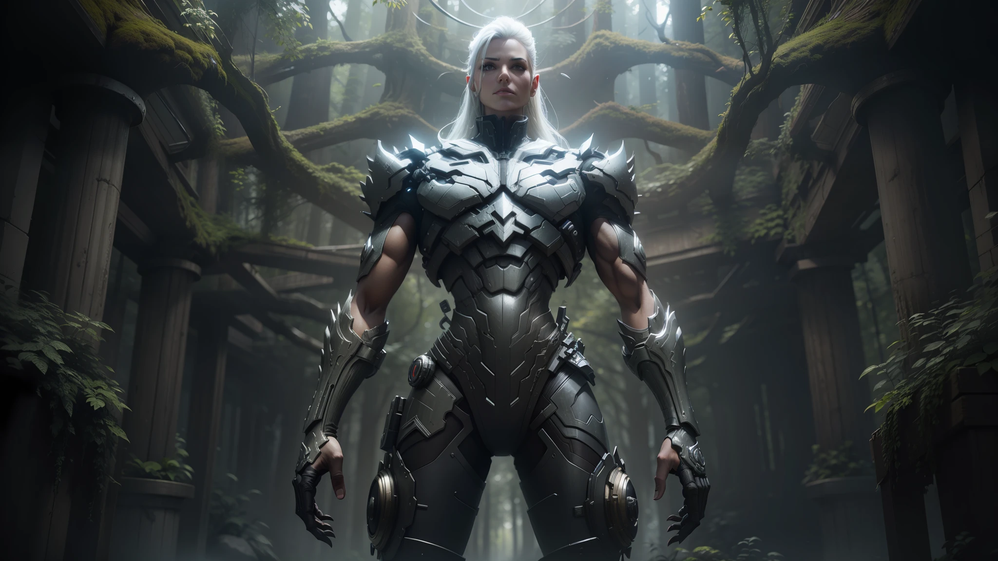 a close up of a person standing in a forest with a giant head, nekro xiii, nekro iii, nekro, unreal engine: .2, unreal - engine, unreal-engine, humanoid form, craig mullins nekro, unreal 3 d, detailed humanoid, infinity blade concept art, unreal engine 3 d, unreal engine 3d --auto --s2