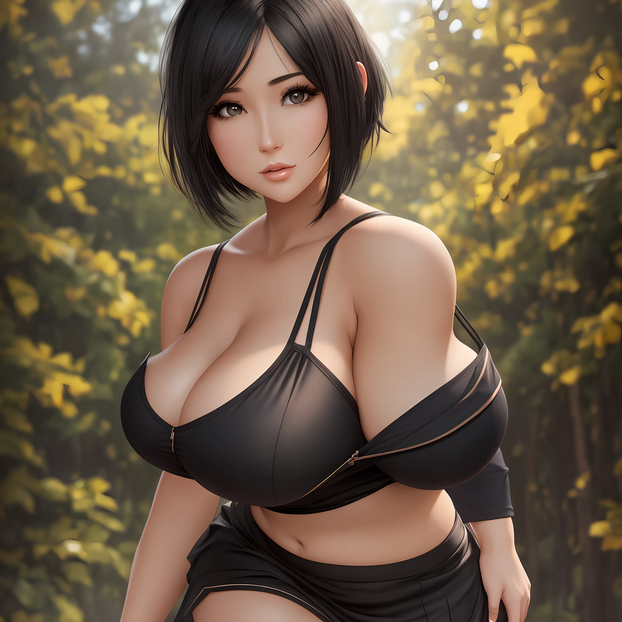 realistic woman 1.1 (black hair 1.2) big breasts (short skirt) --auto --s2