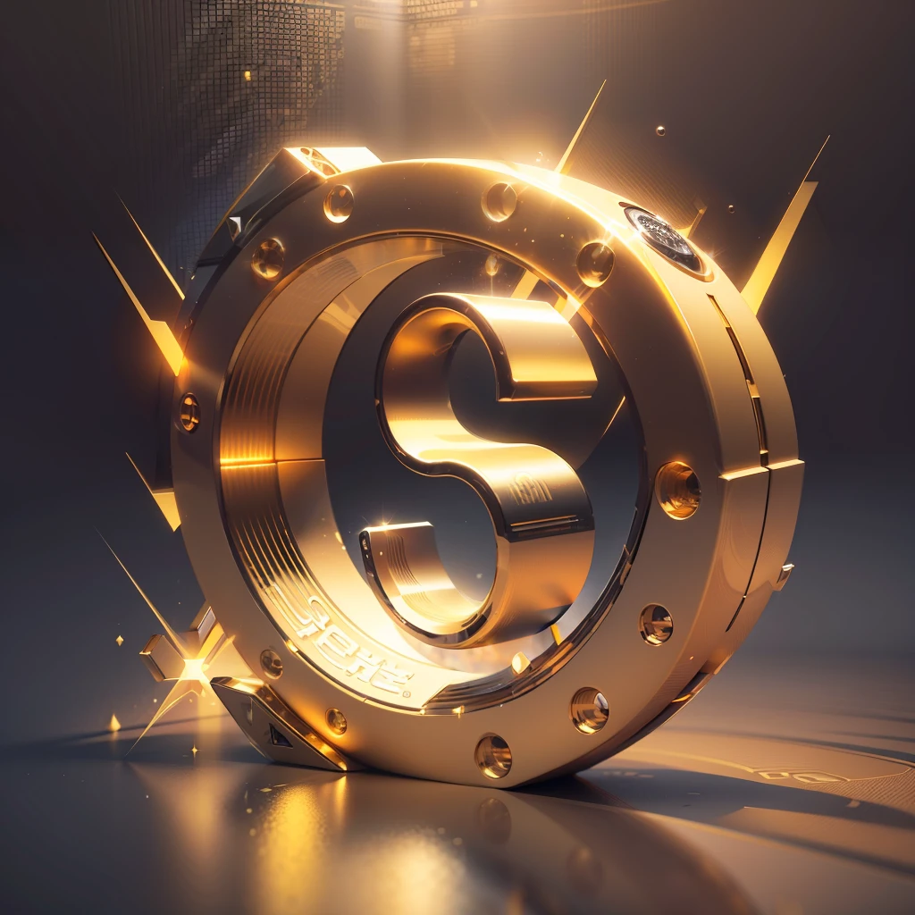 golden 3D logo with the LETTER "E", futuristic, vector, front to the camera --auto --s2