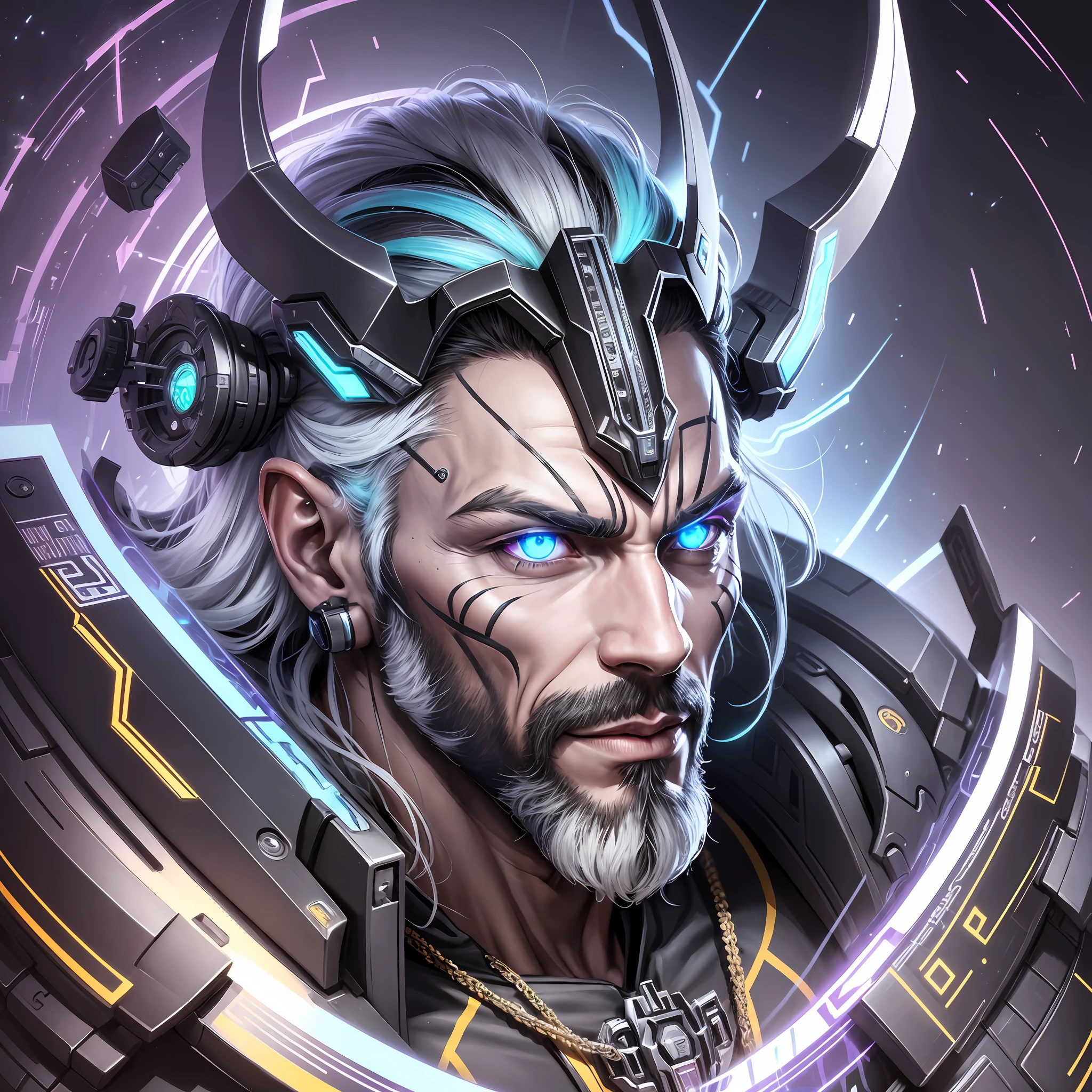 portrait of bionic god zeus, using epic bionic cyborg, different implants, face colors is half-hu-1 --auto --s2
