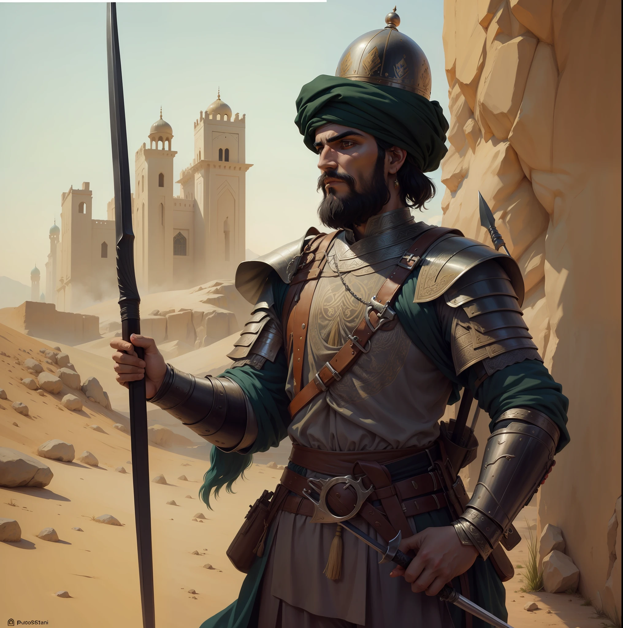 a Pashtun warrior with spear in persia --auto --s2