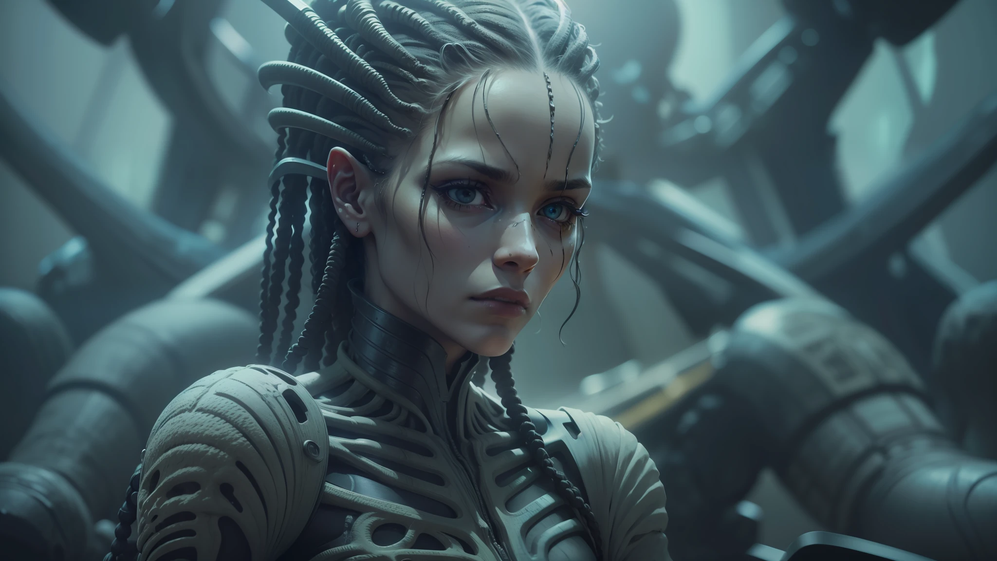 a woman with dreadlocks and a body of hair in a scene from the film alien, movie still of a alien cyborg, frame from prometheus movie, hr giger. 8 k, eve online movie still, scene from prometheus movie, still frame from prometheus, biologic hr giger style, scene from the movie prometheus, humanoid flora --auto --s2
