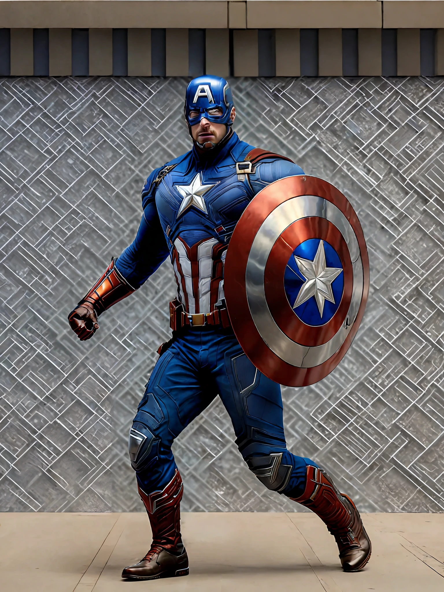(jlryst style) (Chris Evans) is (captain america), all body, background city, realistic face, ((symmetrical eyes)), ((symmetrical face)) low contrast, low saturation, vignette, (intricate details, hyperdetailed), (extremely realistic detailed 8k), ((realistic photo)) lighting storm, digital art, trending artstation, 8k, intricate detail