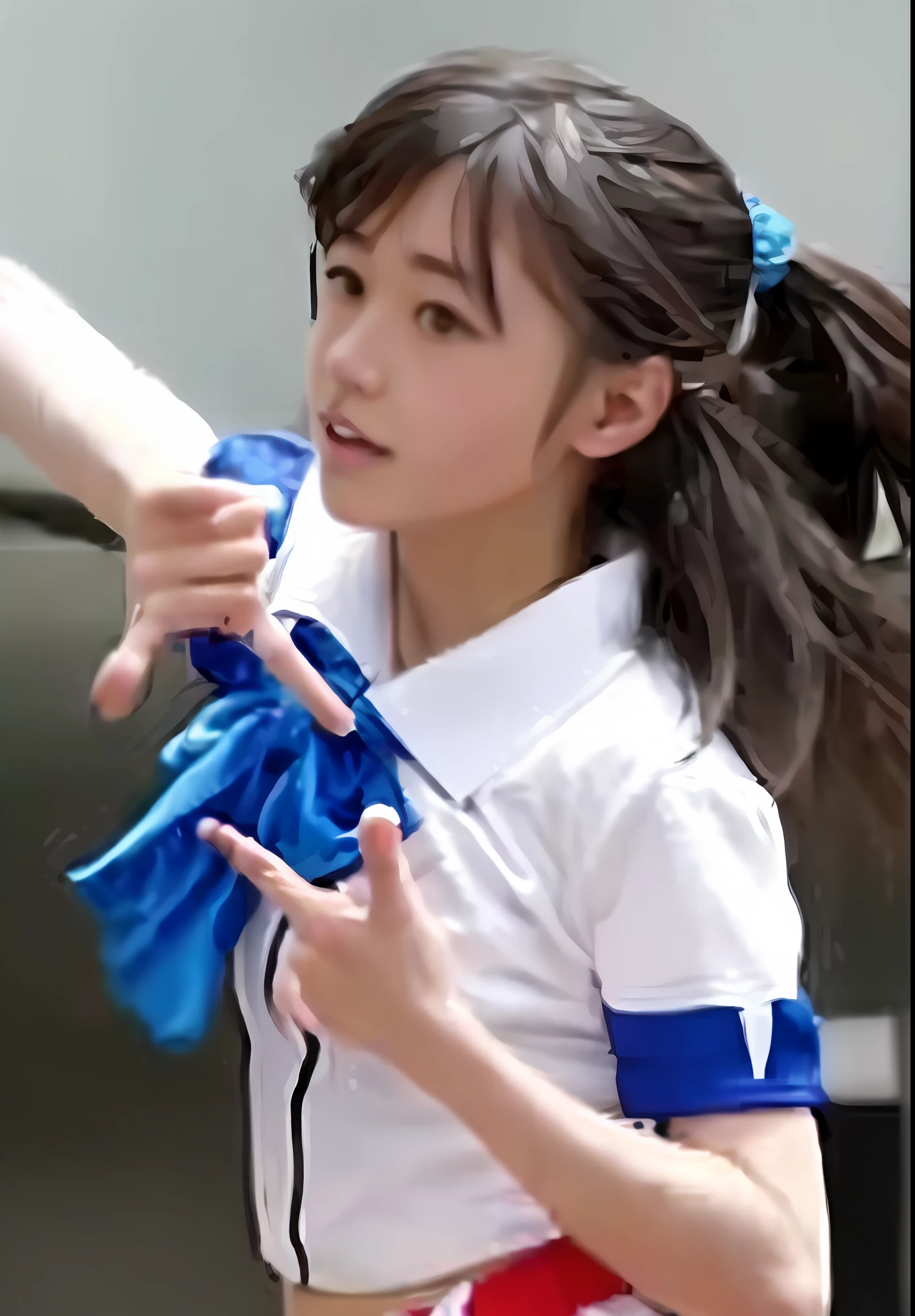there is a young girl in a uniform holding a tennis racket, mao hamaguchi, mayuri shiina, seifuku, kimi takemura, shiori teshirogi, chiho, young gravure idol, yukii morita, yasumoto oka, sakimichan, rei hiroe, narumi kakinouchi