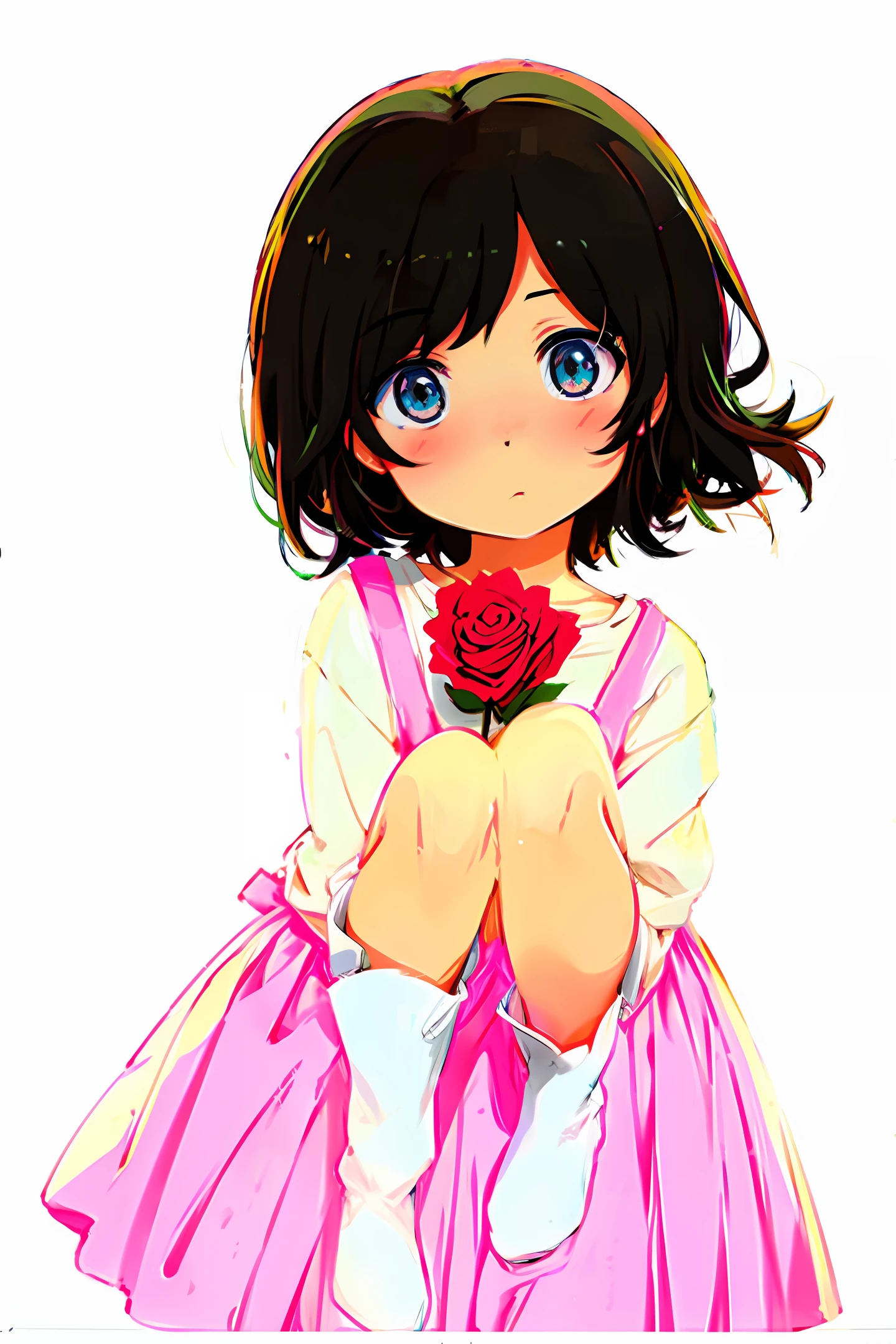 Child kissing a rose