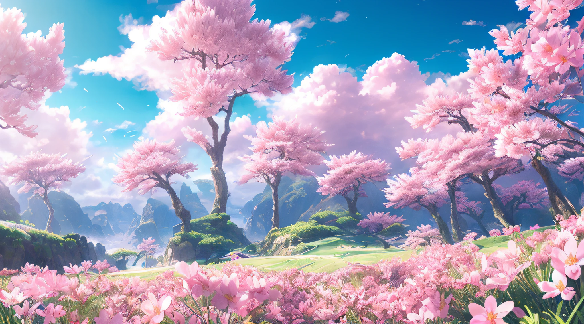(xenoblade:1.3), complex, highly detailed, artstation, smooth, sharp, focus, (complex:1.1), (high detail:1.1), landscape, octane rendering, smooth, sharp focus, 35mm, (Analog Style:1.0) , (photorealistic:1.3), (clouds:1.1), (dawn:1.1), (pink flowers:1.2) , sakura, (night:1.2)