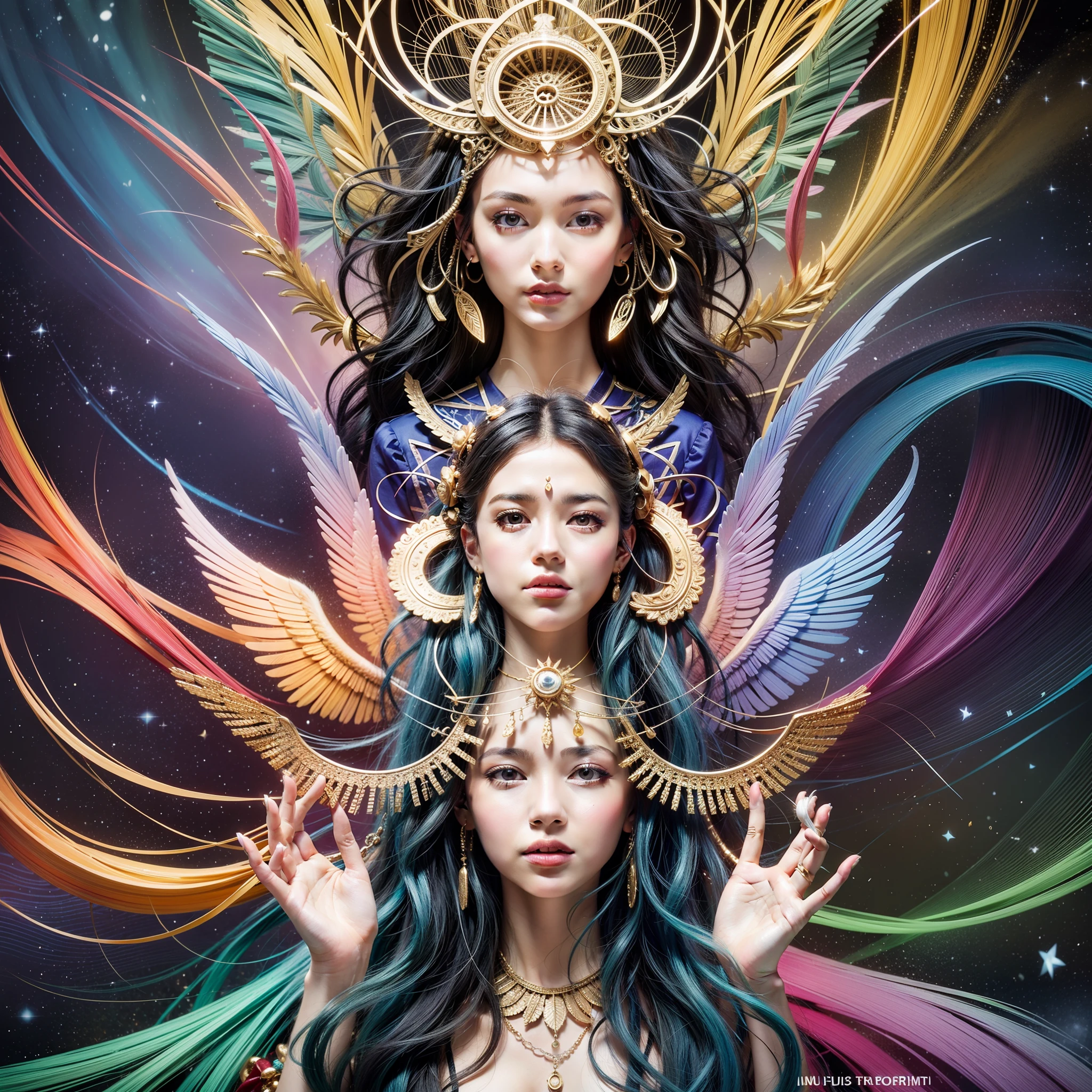 Create a painting that captures the essence of the letter "The Voice of the Soul" and the importance of expressing its true essence. Use a vibrant and warm color palette to convey the energy and vitality of authenticity. In the center of the painting, depict a human figure, preferably larger than the others, with arms extended upwards. This figure symbolizes the soul and authentic expression. Paint it with intense and bright colors, highlighting your individuality and inner energy. Around the central figure, paint different shapes and elements that represent the diversity of talents, gifts, and perspectives. Use varied and contrasting colors to portray the multiplicity of unique expressions. These elements can include musical instruments, painting brushes, open books, writing feathers, or any other symbol that represents different forms of expression. To convey the idea of freedom and authenticity, create movement in the painting. Use loose, gestural brushstrokes to represent the energy flowing and spreading through the space. Add curved and wavy lines that connect between the different elements, symbolizing the connection between the various forms of expression. At the top of the painting, include symbols that represent inspiration and influence. It can be the image of wings, butterflies or rays of light radiating from the hands of the central figure. These elements symbolize how the authentic expression of the soul can inspire and transform both one's own life and that of others. Finally, add small details of hearts scattered throughout the painting. They represent the emotional connection and positive impact that authenticity and soul expression can have on relationships and the world around them.