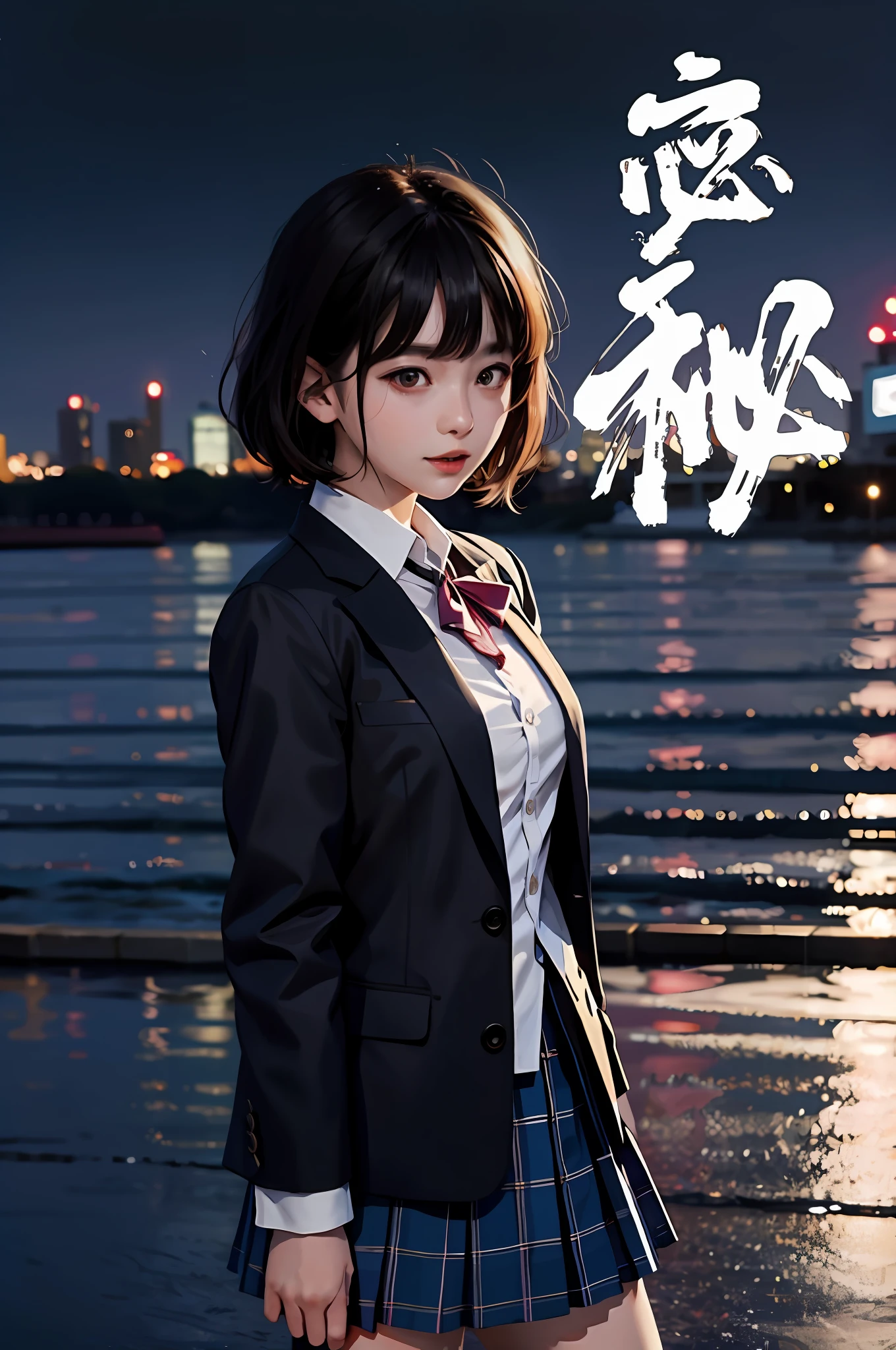 there is a woman in a school uniform standing by the water, kantai collection style, anime girl cosplay, professional cosplay, loose coat collar sailor uniform, anime style mixed with fujifilm, anime cosplay, seifuku, chiaki nanami from danganronpa, ayaka cosplay, hanayamata, anime. soft lighting, girl in suit