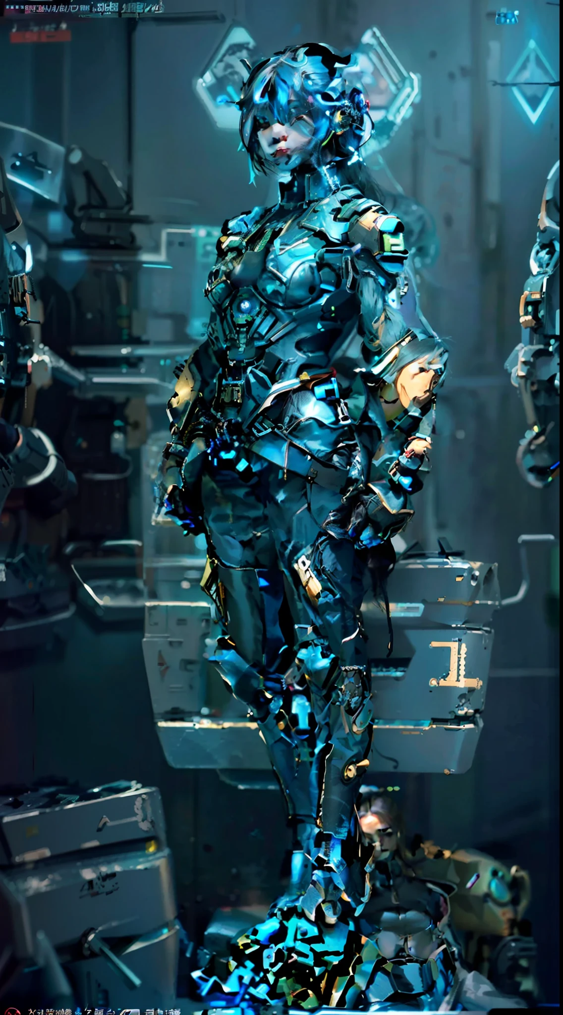 Boutique,best quality,Gold jewelry,(slip out feet),Fairy skin,(Fidelity :1.2),Standing,Super Detailed,realistic,High quality,Movie Light,Ray tracking,Ultra HD,Upper body Girl in shorts and jacket standing next to giant robot, Guweiz style artwork, CyberPunk mech, Trends on CGSTATION, Guweiz, Russell Dongjun Lu, digital cyberpunk anime art, Ross Tran 8 K, Guweiz on ArtStation Pixiv, Girl in mecha network armor