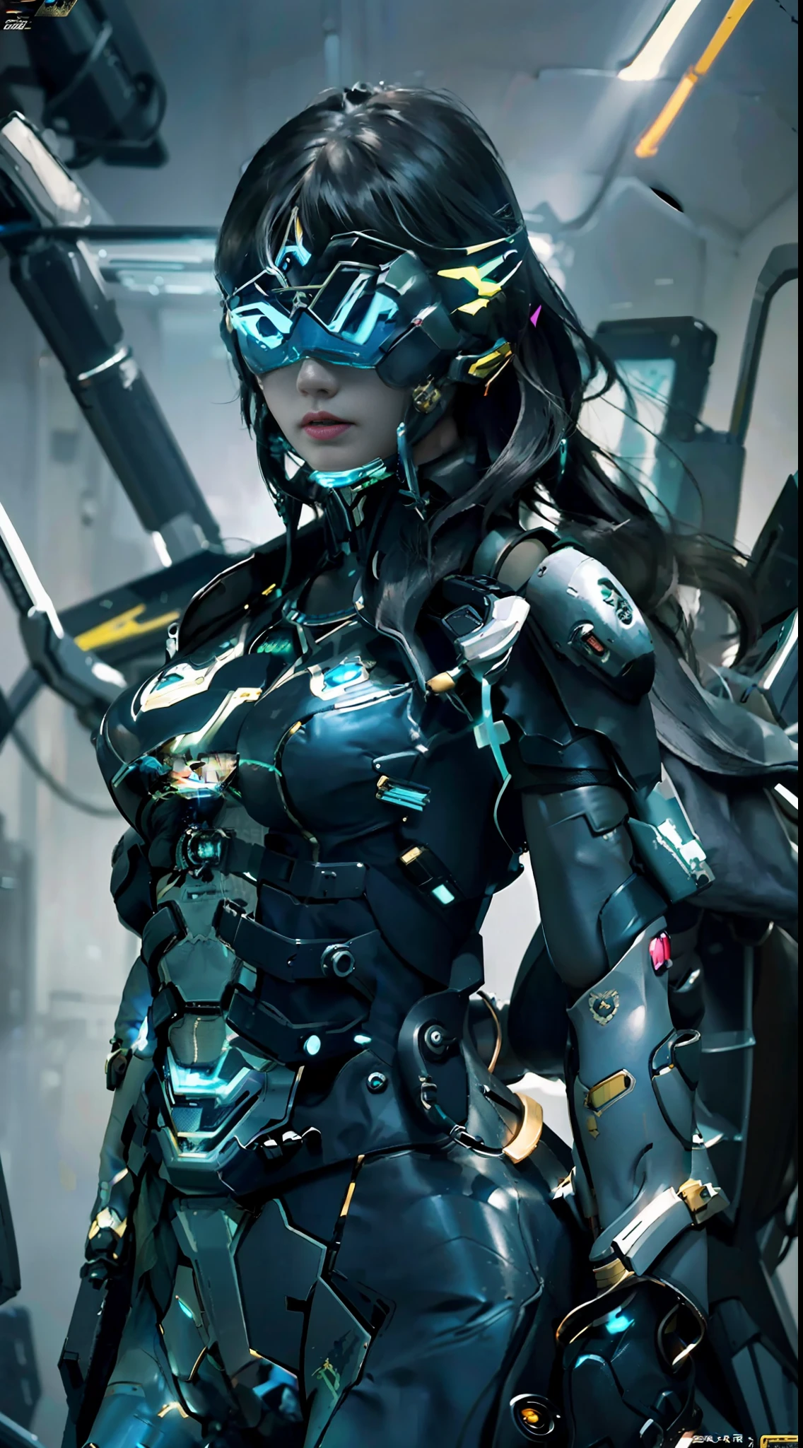 Boutique,best quality,Gold jewelry,(slip out feet),Fairy skin,(Fidelity :1.2),Standing,Super Detailed,realistic,High quality,Movie Light,Ray tracking,Ultra HD,Upper body Girl in shorts and jacket standing next to giant robot, Guweiz style artwork, CyberPunk mech, Trends on CGSTATION, Guweiz, Russell Dongjun Lu, digital cyberpunk anime art, Ross Tran 8 K, Guweiz on ArtStation Pixiv, Girl in mecha network armor