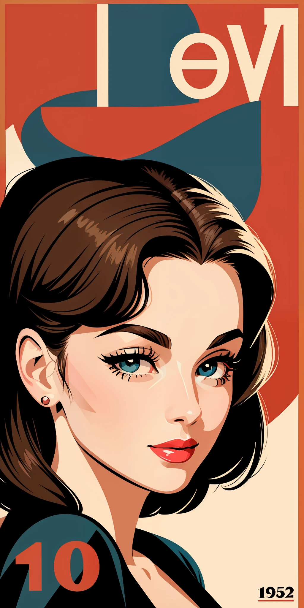 pretty women portrait 1950s poster style, vector-art