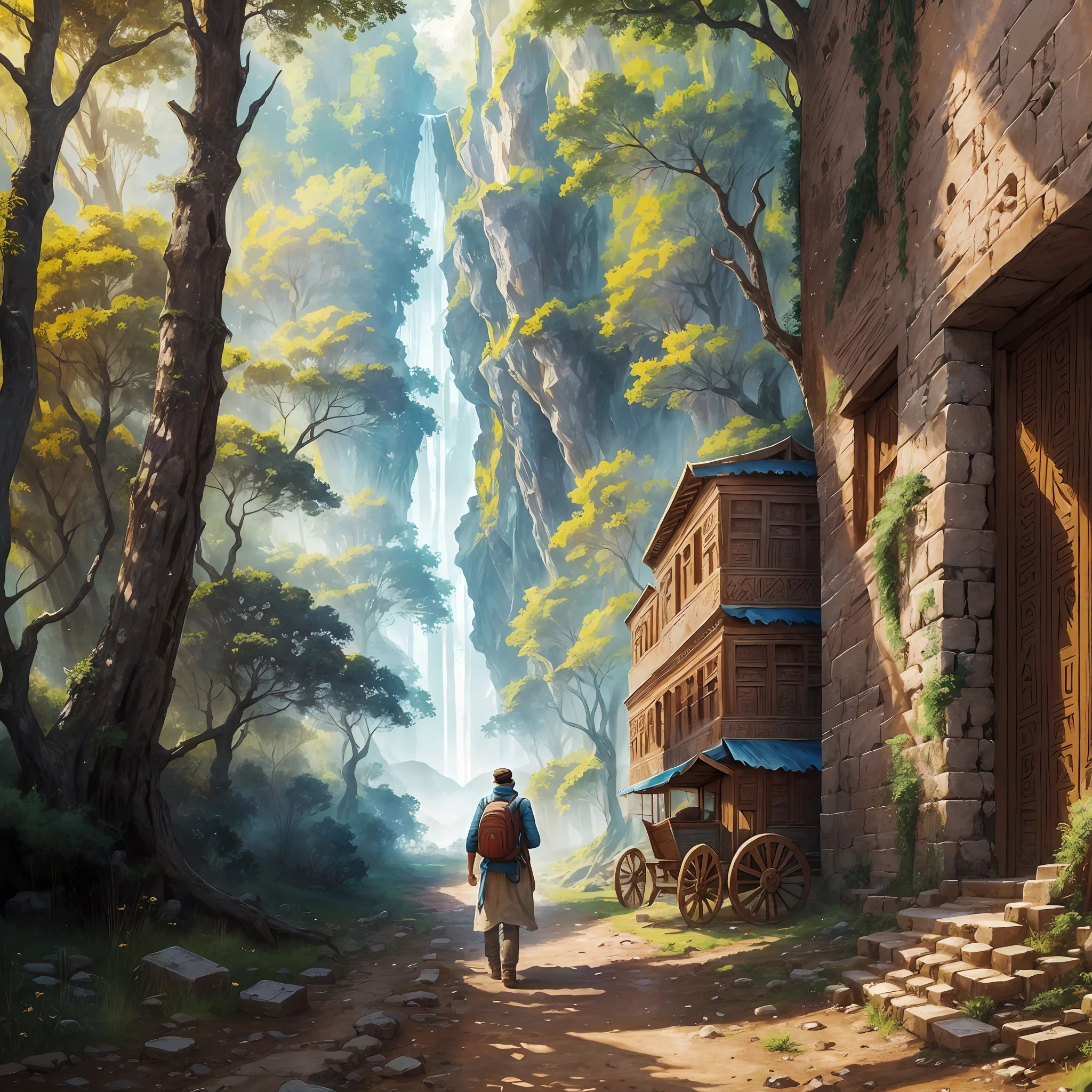 Thomas gathered essential supplies such as food, water, and a small backpack. Looking back, he said goodbye to the village he had known since his birth, knowing that he would return transformed by his adventures. His heart pounding in his chest, he set off towards the majestic mountains, following the directions of the map that had now become his guide.

As he traversed dense forests and winding trails, Thomas marveled at the nature around him. He spotted wild animals, such as deer and rabbits, that seemed curious about his presence. The sound of the wind blowing through the leaves of the trees and the singing of the birds enveloped him in a natural symphony that inspired him to move forward.

As he advanced on his journey, Thomas began to find signs of the ancient civilization that had once inhabited those lands. Ruins of mysterious temples sprang their way, revealing a past full of long-forgotten mysteries and secrets.

In the midst of these ruins, Thomas felt a pulsating energy, as if the spirits of the ancient inhabitants guided him in his search. He studied the hieroglyphics and symbols on the weathered walls, trying to decipher the riddles of the past and connect with ancestral wisdom.
 
With each step, Thomas's journey became more challenging. He faced laughter --auto --s2