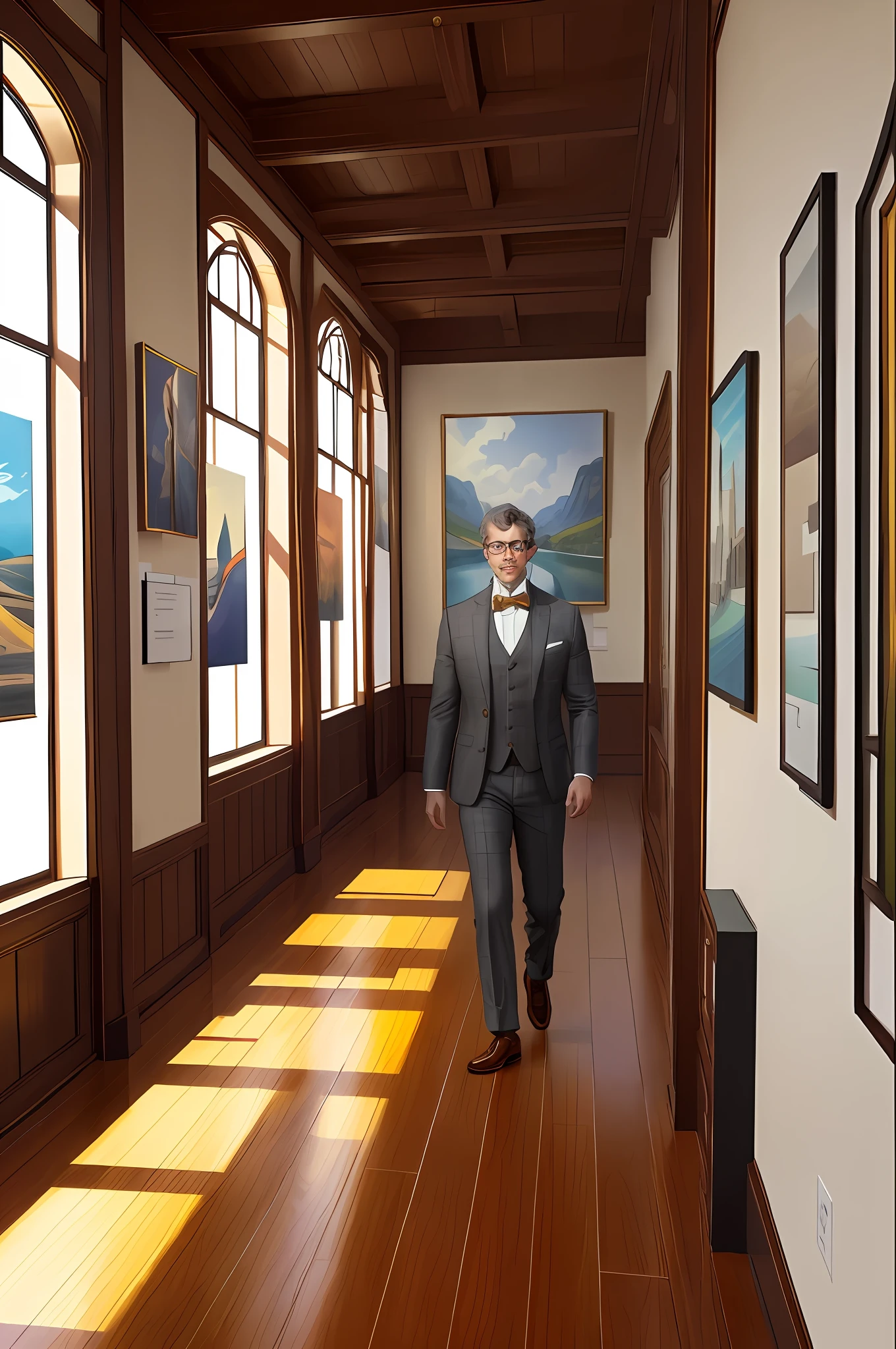 With your back to an art frame