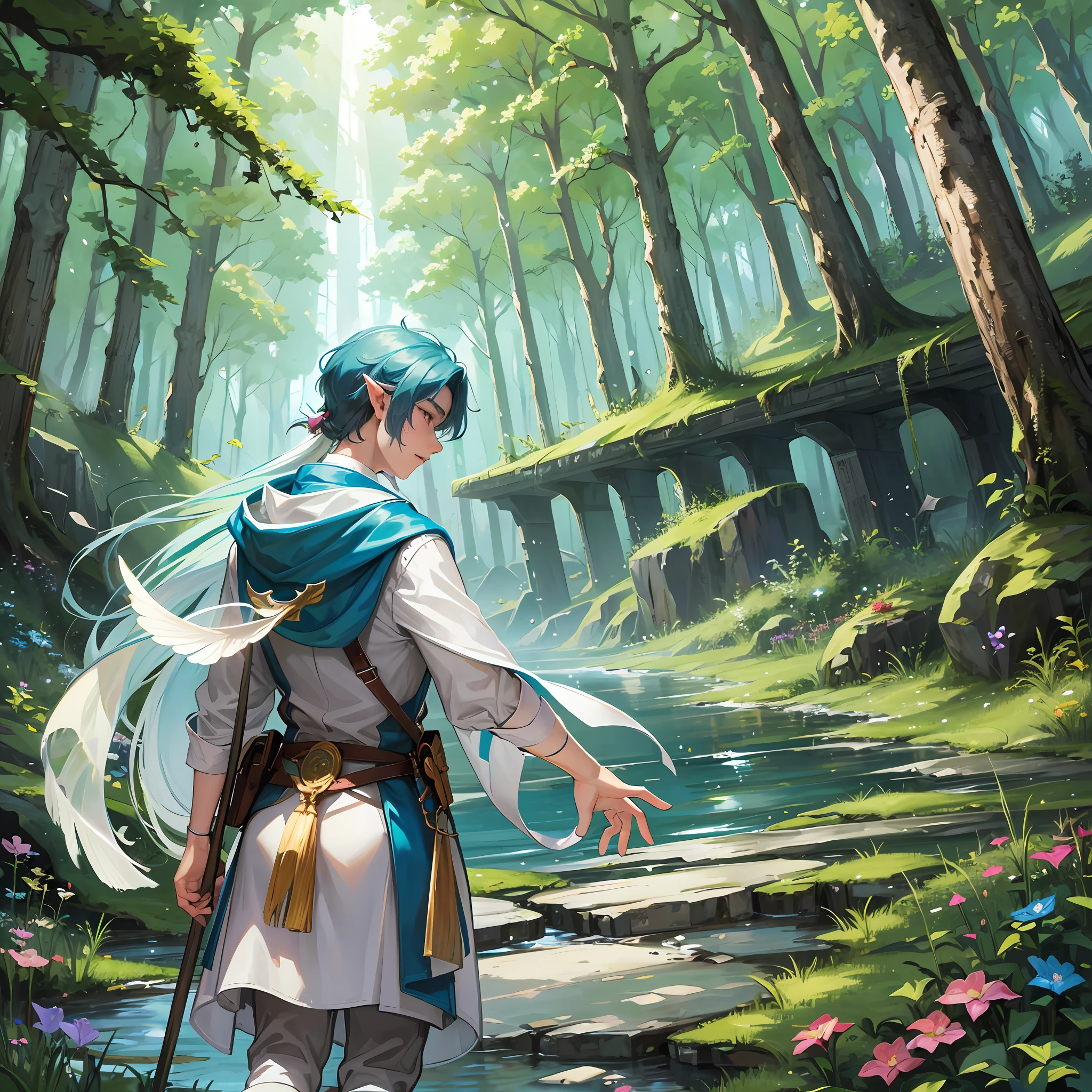 Thomas was determined to unravel the secrets hidden beyond the mountains. He bravely advanced along the winding trail, facing dense forests, mighty rivers, and soaring peaks. With each step, he felt closer to his goal and more connected to the nature around him.

As he moved on, Thomas began to notice the presence of magical beings around him. Fairies with bright wings danced among the rays of sunshine filtered through the trees, emitting a soft colorful glow. They whispered enchanted words in his ear, encouraging him to persist and offering precious guidance.

In a magical clearing, Thomas met a group of wise elves. They possessed ancient wisdom and piercing eyes that seemed to read his soul. The elves shared stories of legendary heroes, daring adventures, and how they faced their own fears. Inspired by these tales, Thomas learned valuable lessons about courage, perseverance, and compassion.

In time, Thomas became a companion of the magical beings, who helped him on his journey. The fairies guided him down hidden paths, dodging him from dangerous traps and granting him protection. The elves taught him simple spells, allowing him to communicate with the forest animals and unravel enigmatic puzzles.

During the journey, Thomas encountered fantastic creatures that looked like they were straight out of fairy tales. He came across a majestic unicorn, whose white fur reflected the light of the moon and emanated an aura of purity. The unicorn allowed Thomas to touch his horn, granting him a special wish: the courage to face the challenges that lay ahead.

Crossing rainbow bridges and magical trails, Thomas discovered springs of crystalline water, whose healing properties renewed his energies and strengthened his spirit. He plunged into these sacred waters, feeling refreshed and blessed by the powers of nature --auto --s2