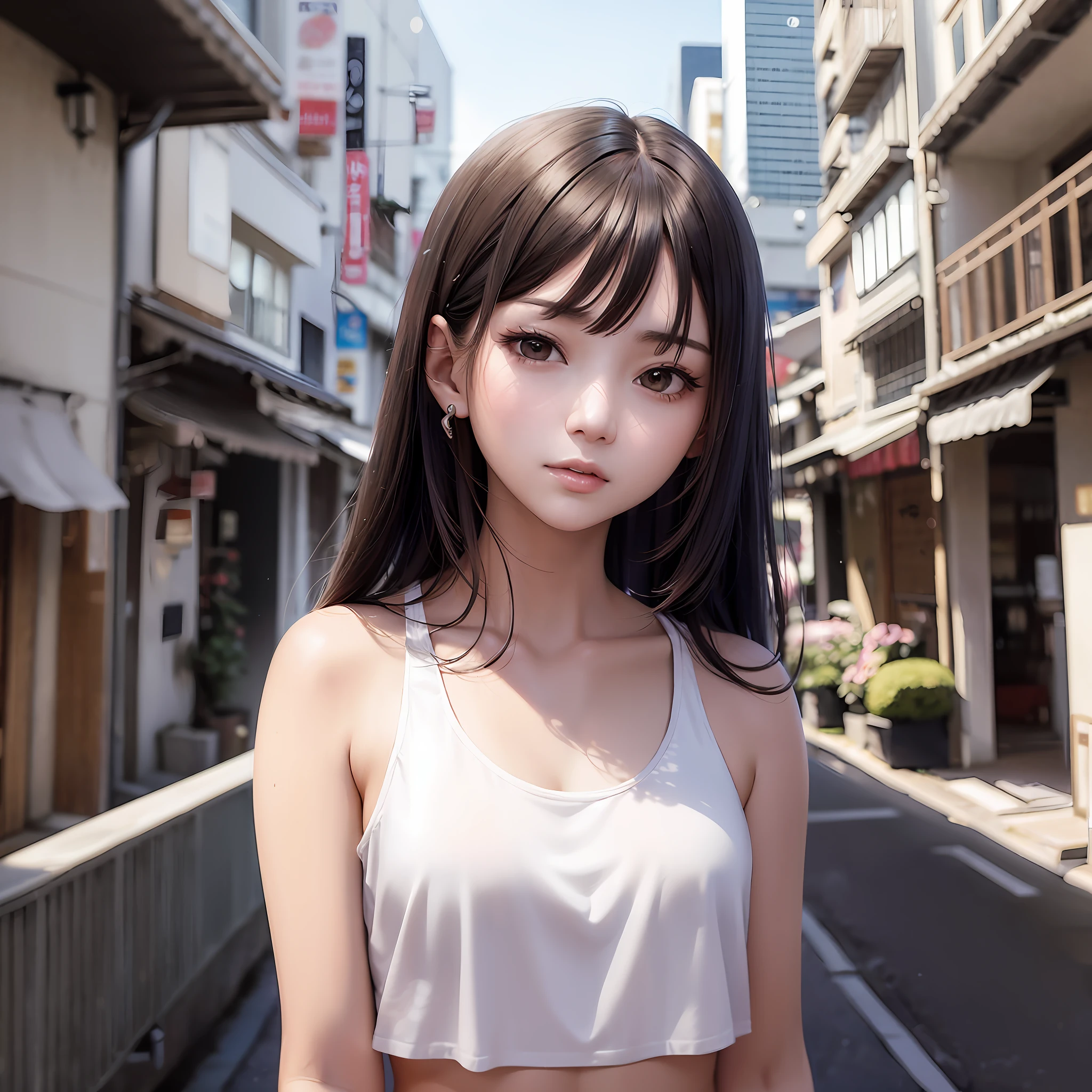 arafed asian woman in white top standing on a balcony, beautiful asian girl, gorgeous young korean woman, beautiful asian woman, japanese model, beautiful south korean woman, beautiful japanese girls face, beautiful young korean woman, photo of slim girl model, wearing a low cut tanktop, wearing white camisole, 2 4 year old female model, flat chested --auto --s2