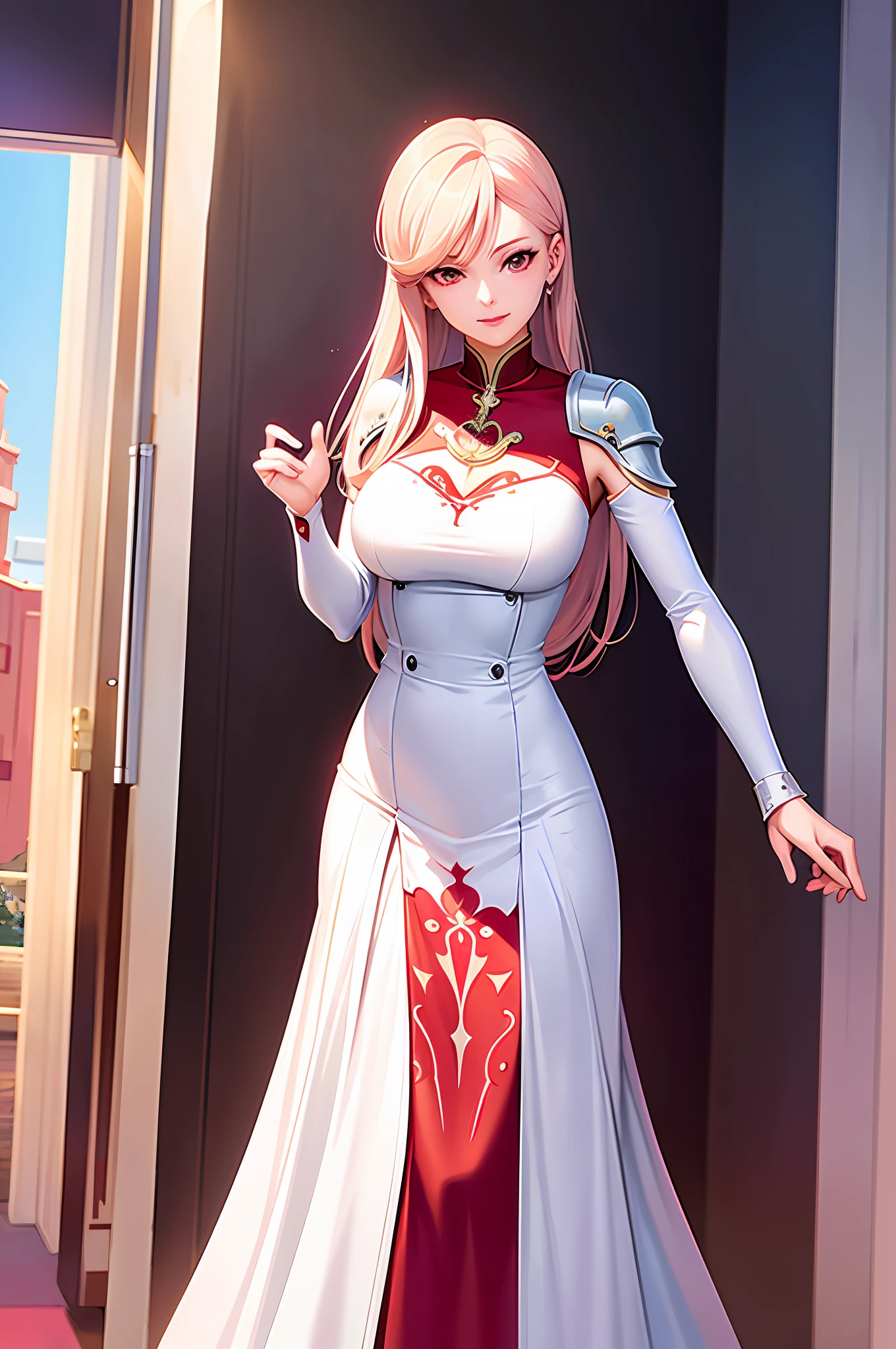 anime - style image of a woman in a white and red outfit, cushart krenz key art feminine, detailed digital anime art, armor girl, extremely detailed artgerm, detailed key anime art, 2. 5 d cgi anime fantasy artwork, portrait of a female anime hero, advanced digital anime art, detailed anime art, detailed anime character art, stunning character art
