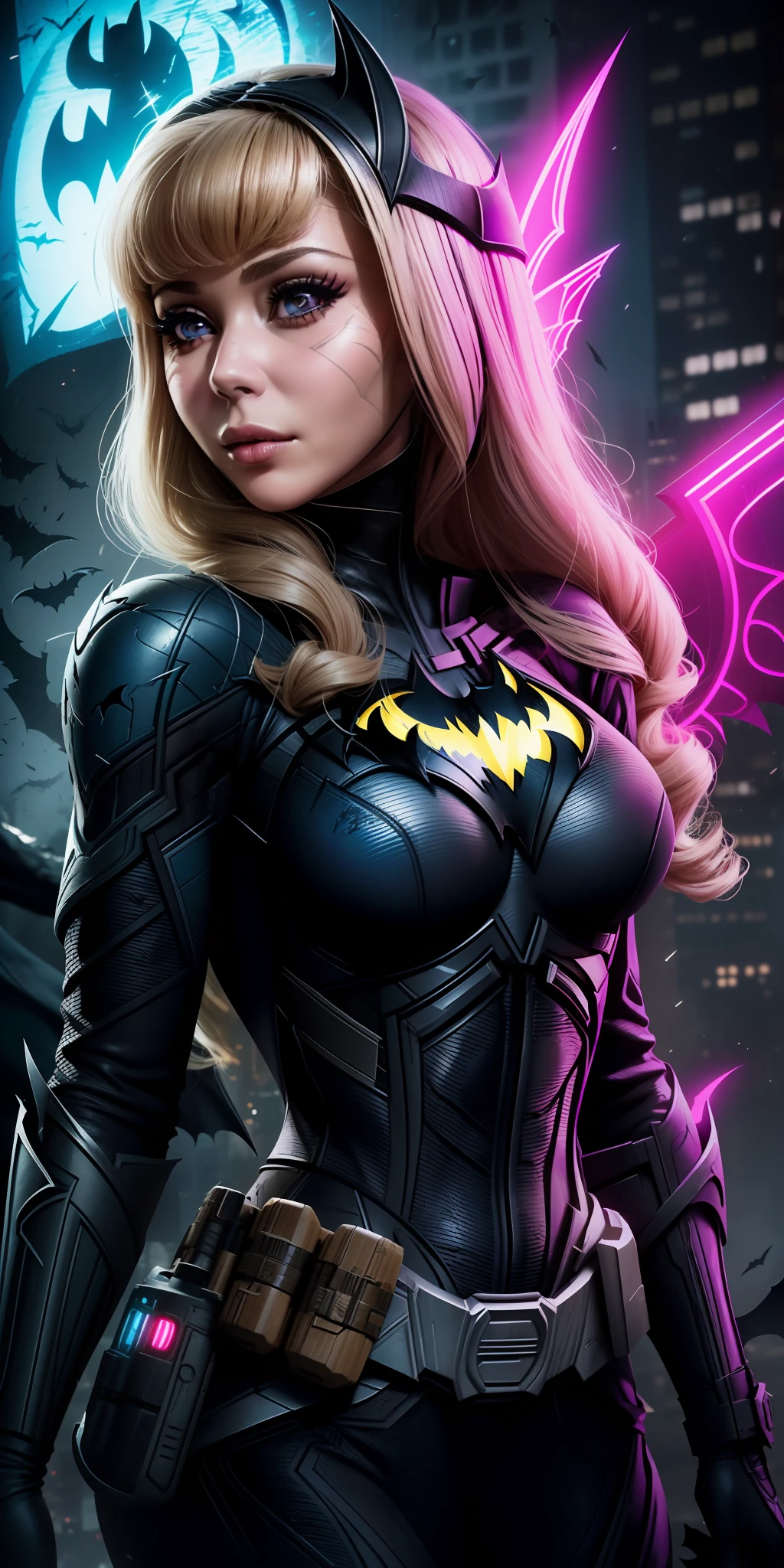 ((sfw)) ، add_detail ، تحفة ، تاتيانا ماسلاني واستنساخها 4 ،A face sticker around her eyes and the words etched on them by a fairy shepherd (neon) ((Barbara Eden The Dark Knight Rises Stylewoods))(cyberpunk) (neon)