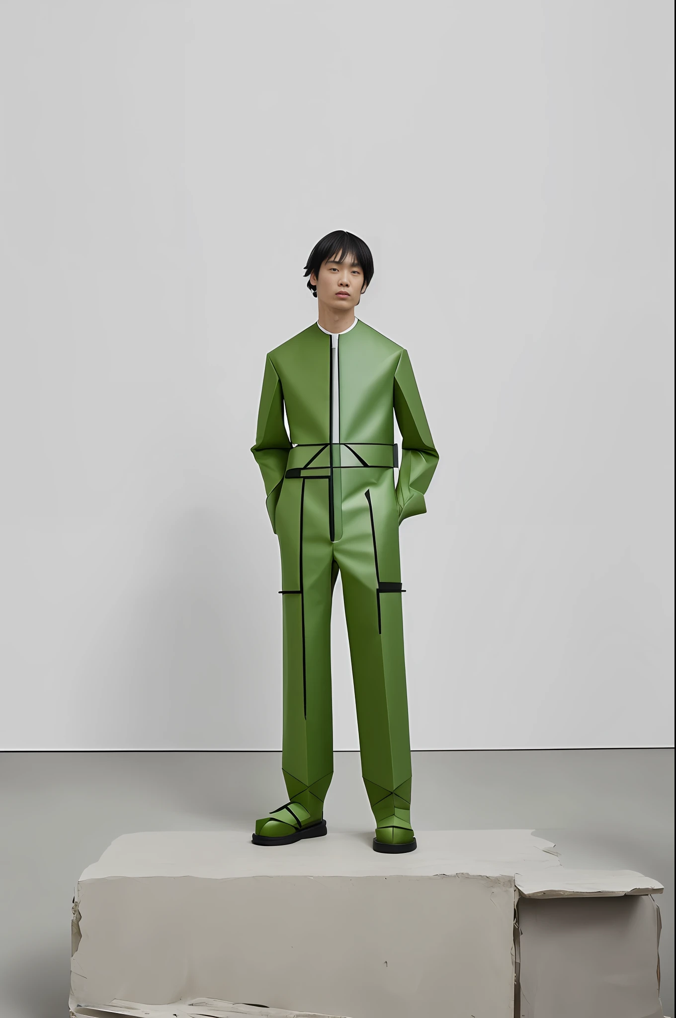 fashion, year 2033, gender free, sustainable material, transformable, seamless, craft, deconstructed