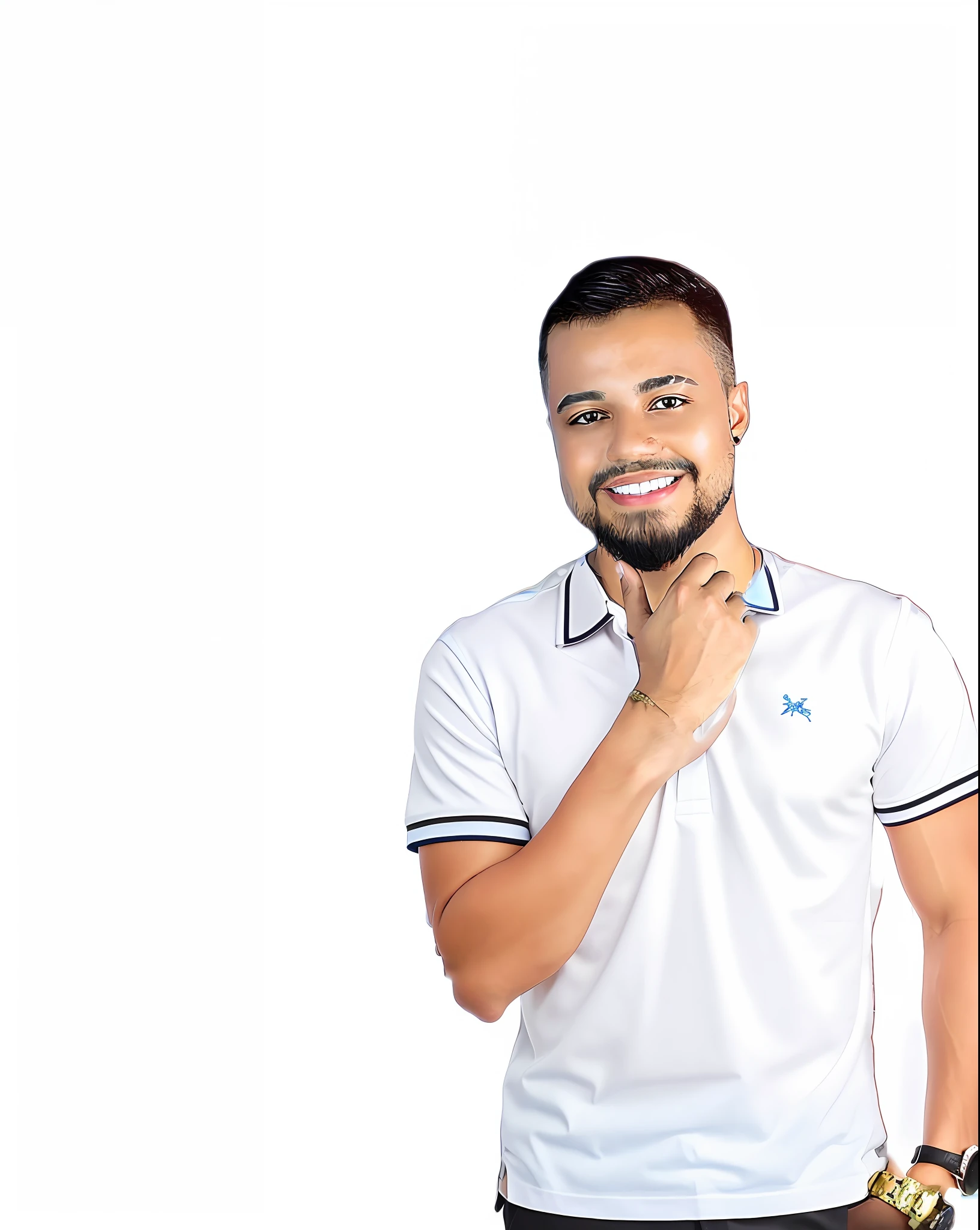 Shirt decorated black with blue, with polo collar