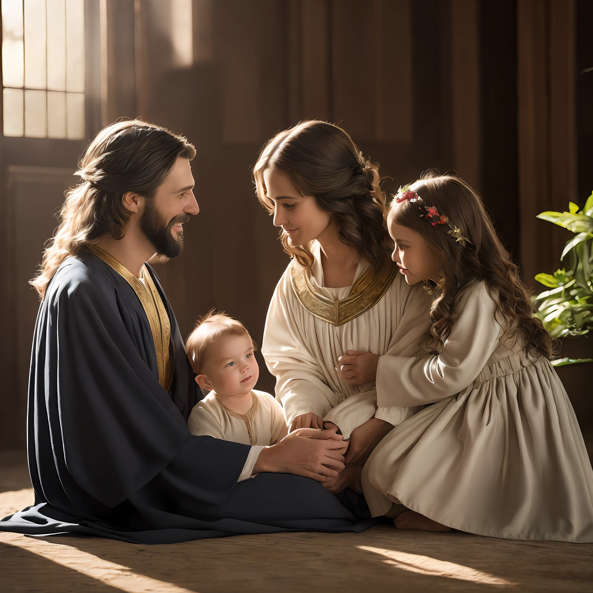 Having predestinated us unto the adoption of children by Jesus Christ to himself, according to the good pleasure of his will,8k, RAW photo, best quality, masterpiece:1.5, ulra high res, photorealistic:1.5,Cinematic Light,soft volumetric lighting:1.5, realistic, photo-realistic:1, detailed skin,professional lighting,Photography, Sharp focus, detailed ,professional lighting, photon mapping, detailed and intricate environment,highly detailed,best quality,artistic photography, photorealistic concept art, soft natural volumetric cinematic perfect light,MIDJOURNEY