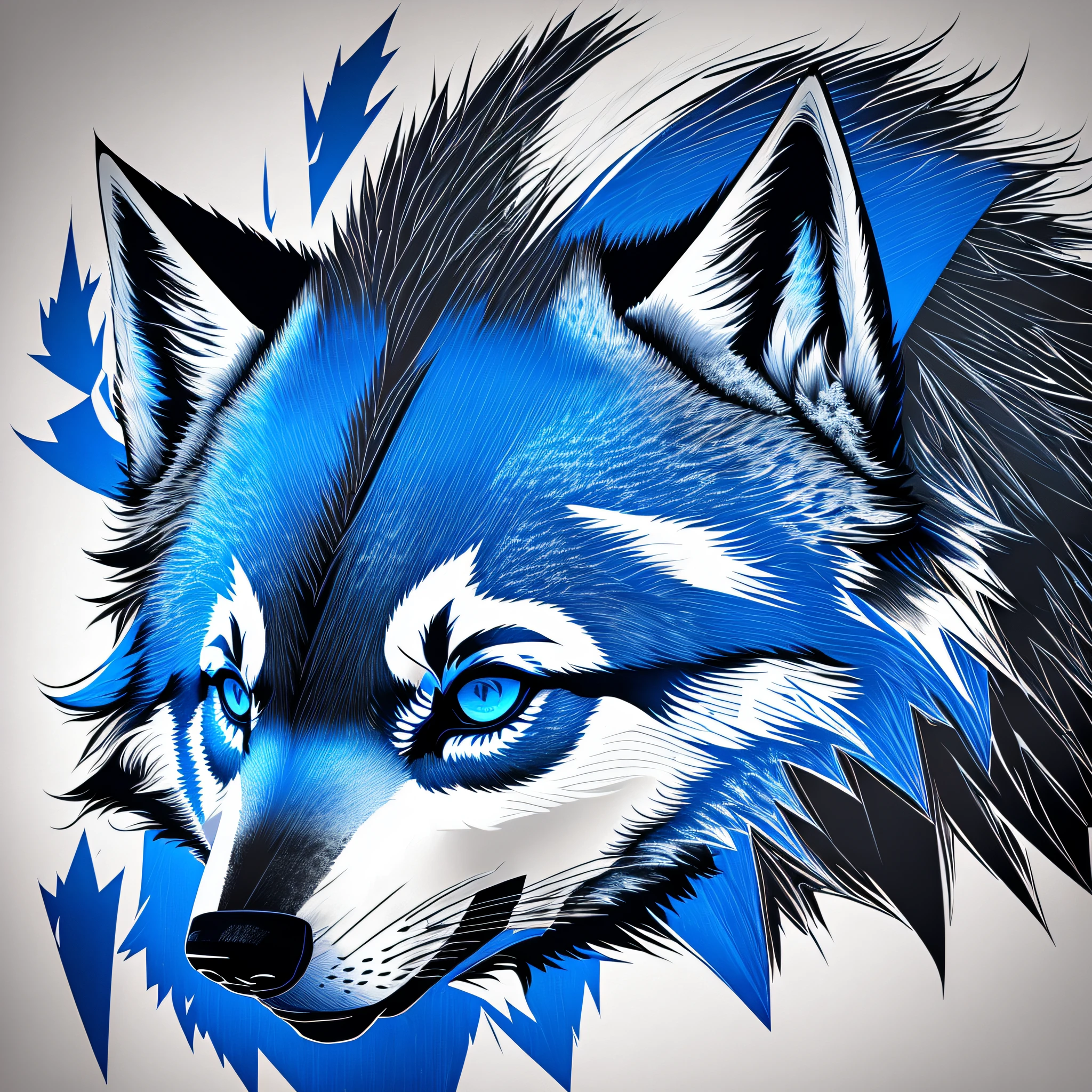 Logo with TEAM WOLVES writing, wolf line art logo, black and dark blue background, bright blue, minimal and solid — WOLVES --auto --s2