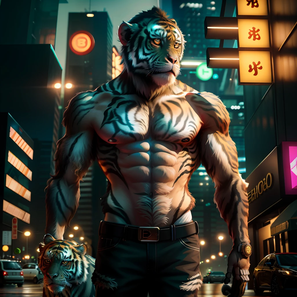 Ultra realistic monkey looking at a tiger picture realistic 8k, HD, super focus, cinema shading, high quality