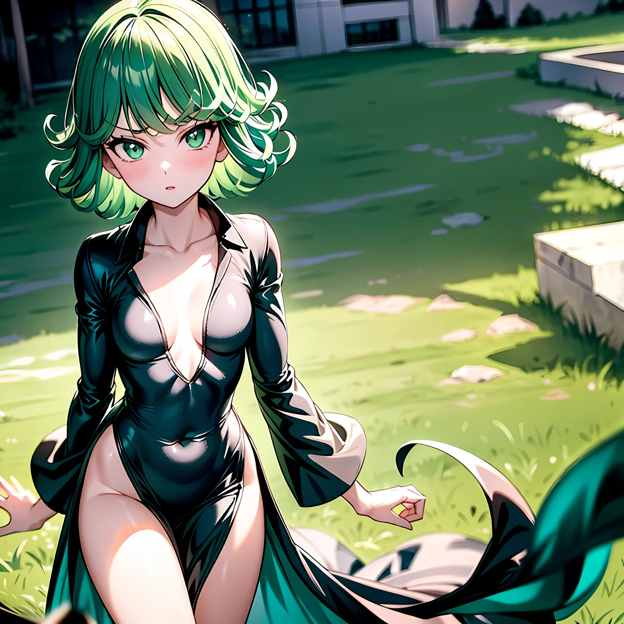 Natural Volumetric Lighting And Best Shadows, Deep Depth Of Field, Sharp Focus,1girl, solo, Terrible_Tornado,looking_at_viewer, blush, short_hair, bangs, green_hair, green_eyes,detailed eyes, collarbone, thighs, small_breasts, outdoors, parted_lips, green_hair, float, cloud, dark green dress, cloudy_sky, pelvic_curtain, side_slit, curly_hair, flipped_hair,floating gravel, Natural Volumetric Lighting And Best Shadows, Deep Depth Of Field, Sharp Focus,1girl, solo, Terrible_Tornado,looking_at_viewer, blush, short_hair, bangs, green_hair, green_eyes,detailed eyes, collarbone, thighs, small_breasts, outdoors, parted_lips, green_hair, float, cloud, dark green dress, covered_navel,covered_shouders,covered_breast, cloudy_sky, pelvic_curtain, side_slit, curly_hair, flipped_hair