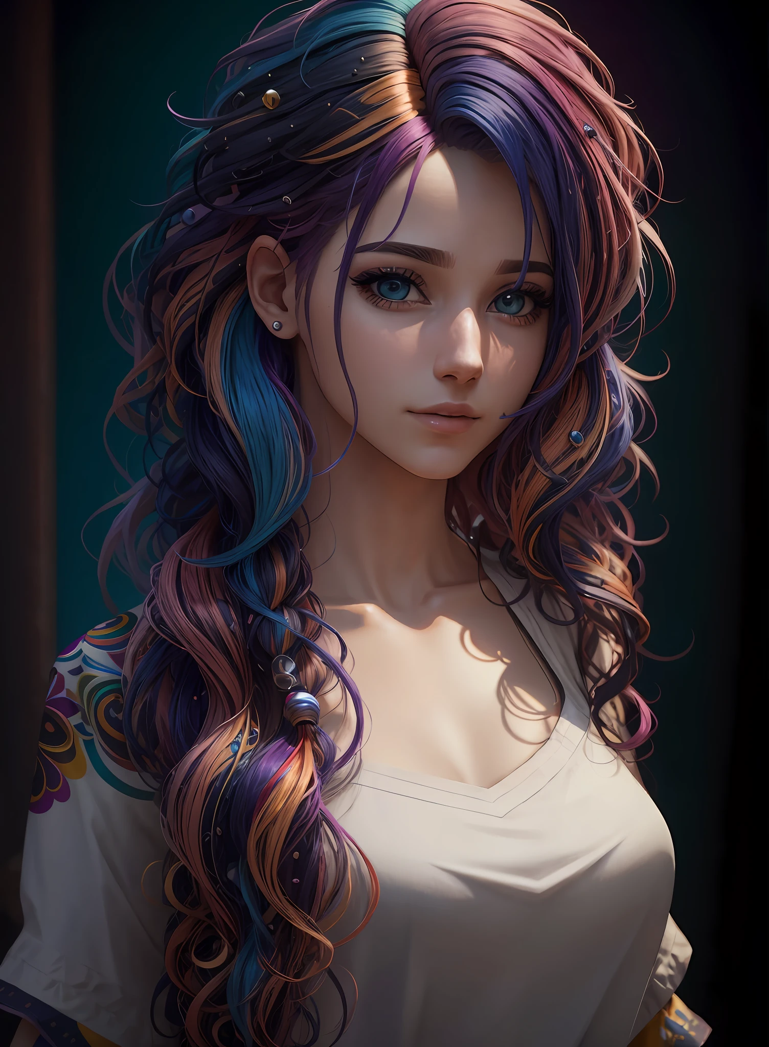 A woman with colorful hair, ultra realistic, 4K, cinematic --auto --s2