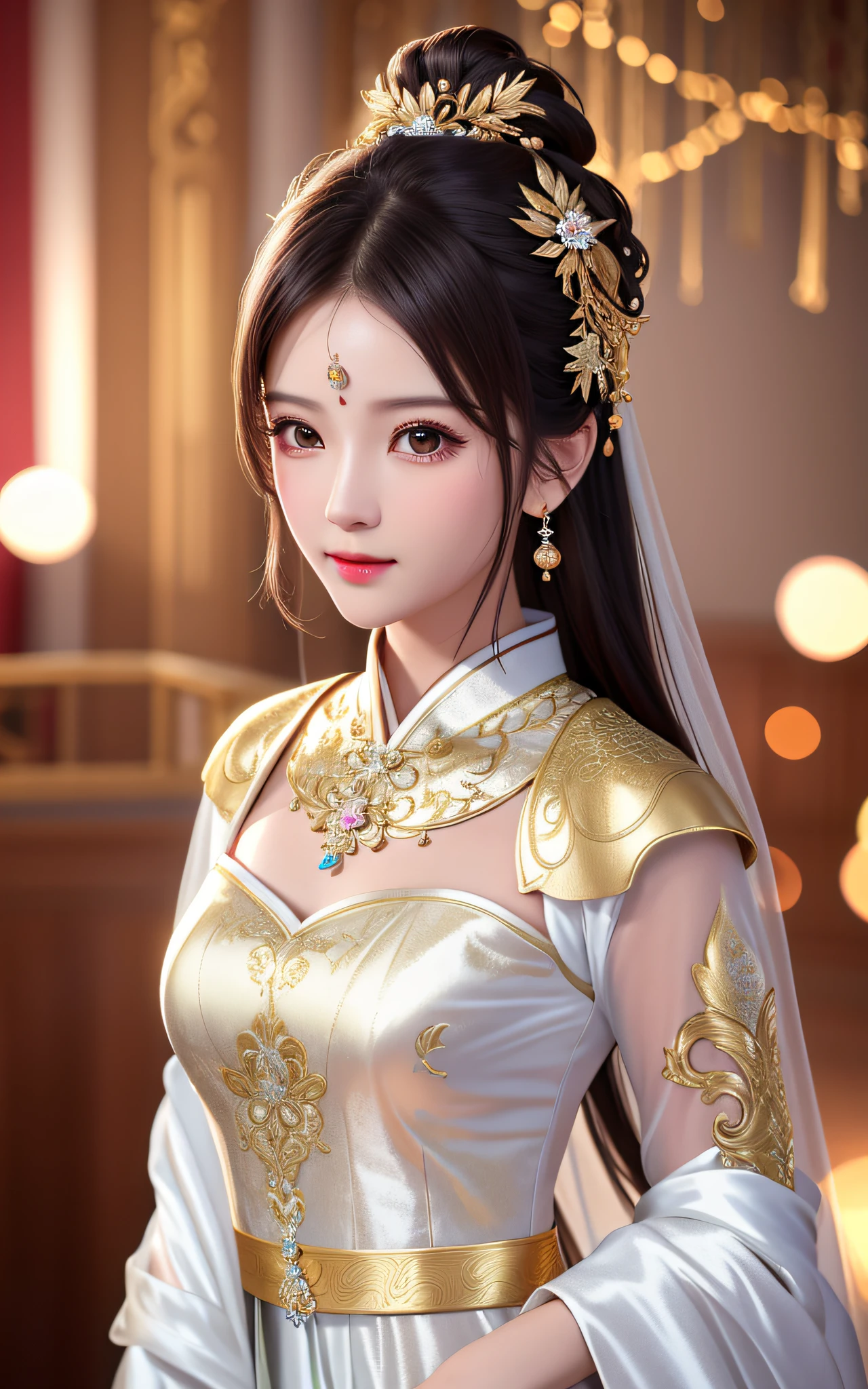 best quality, masterpiece, highres, 1girl,china wedding dress,hair ornament,necklace, jewelry,Beautiful face,upon_body, tyndall effect,photorealistic, dark studio, rim lighting, two tone lighting,(high detailed skin:1.2), 8k uhd, dslr, soft lighting, high quality, volumetric lighting, candid, Photograph, high resolution, 4k, 8k, Bokeh