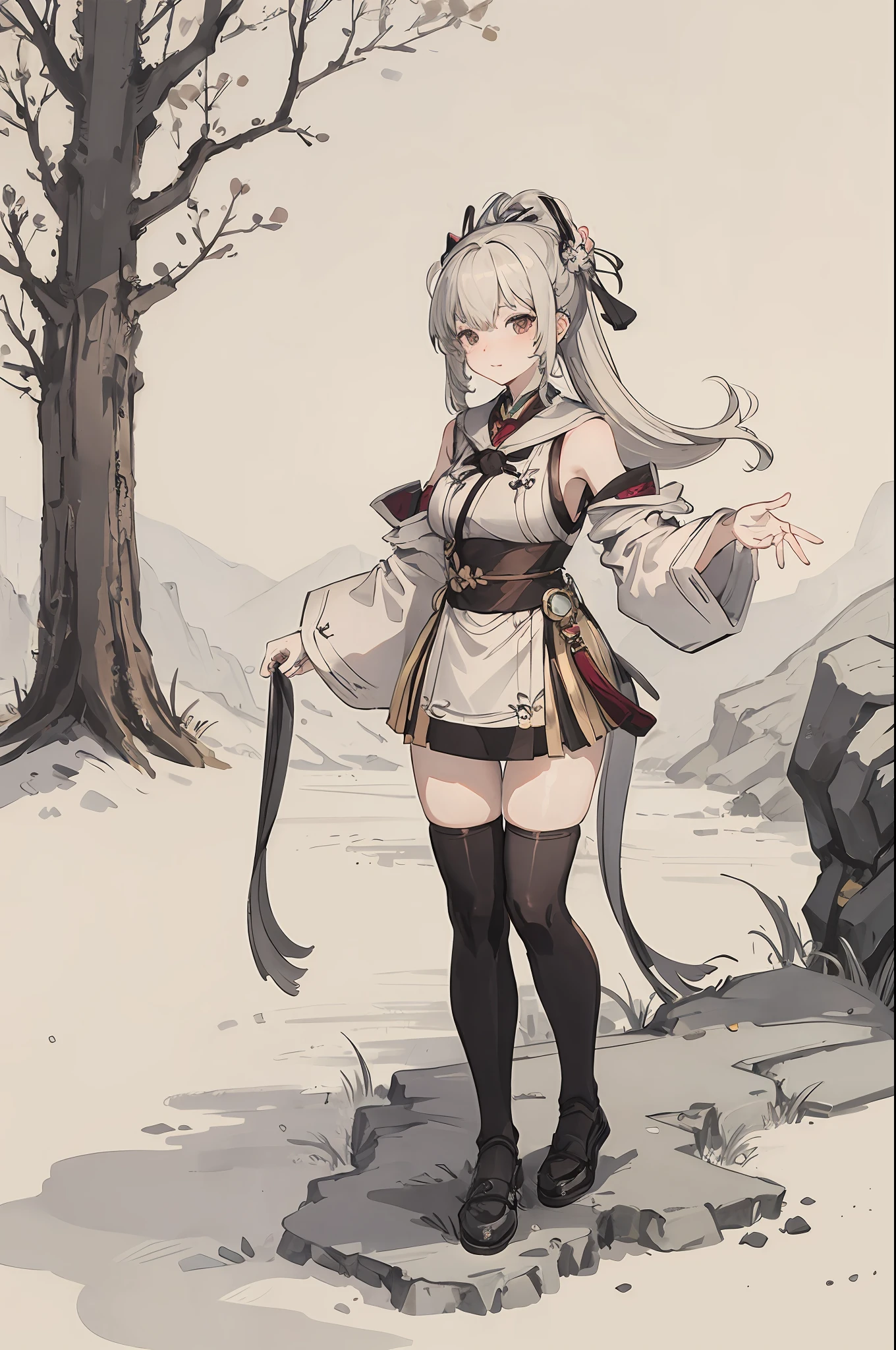 (Masterpiece, best quality: 1.2), a cute 18-year-old female with long legs, Genshin female character