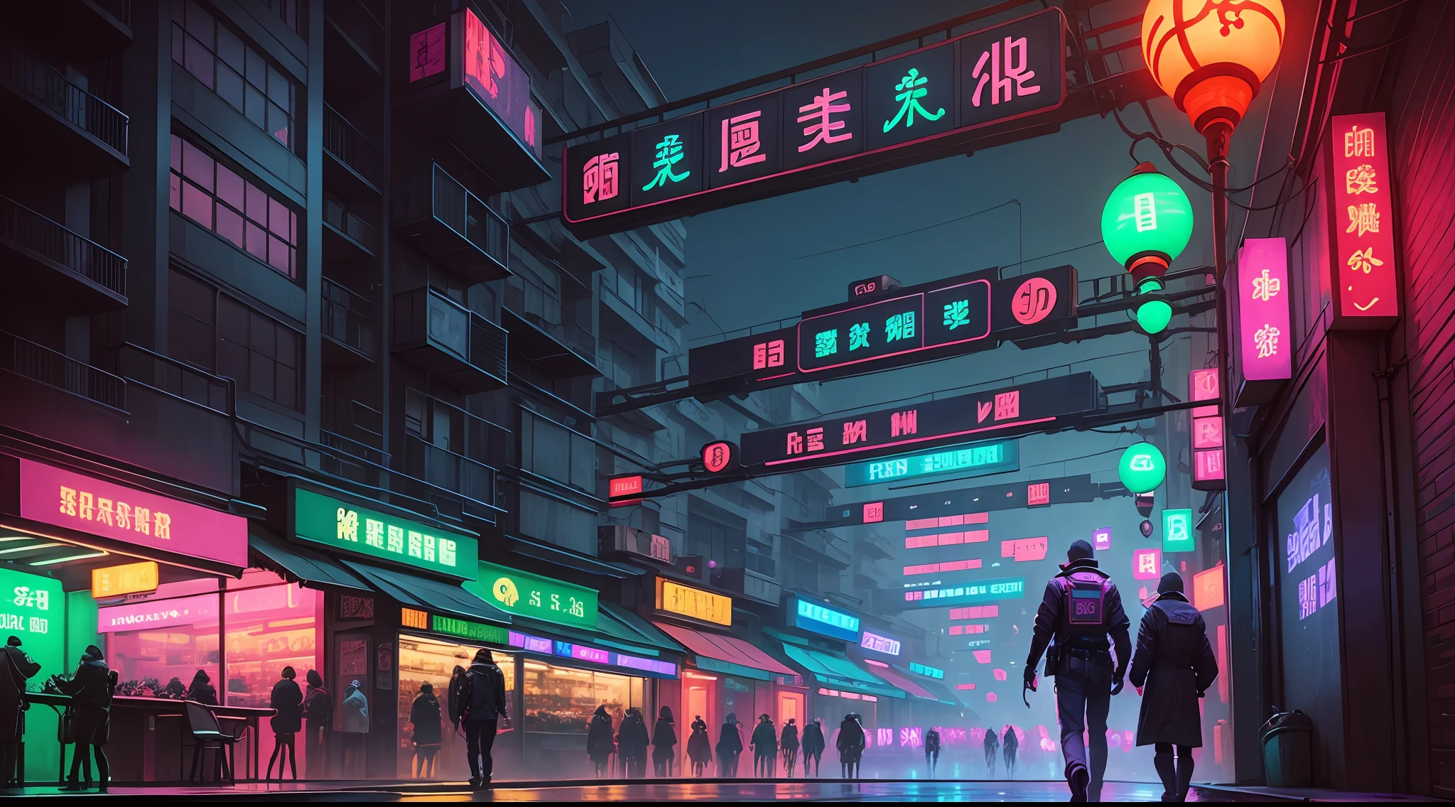 Shangai cyberpunk night, neon streets --auto --s2