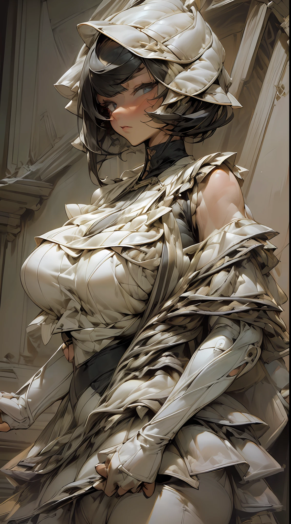 ((Best quality, 8k, Masterpiece :1.3)), Sharp focus :1.2, A pretty woman with perfect figure :1.4, Slender abs :1.2, ((Layered haircut, Big breasts :1.8)), (Tank top shirt :1.1), (Street :1.2), Highly detailed face and skin texture, Detailed eyes, Double eyelid