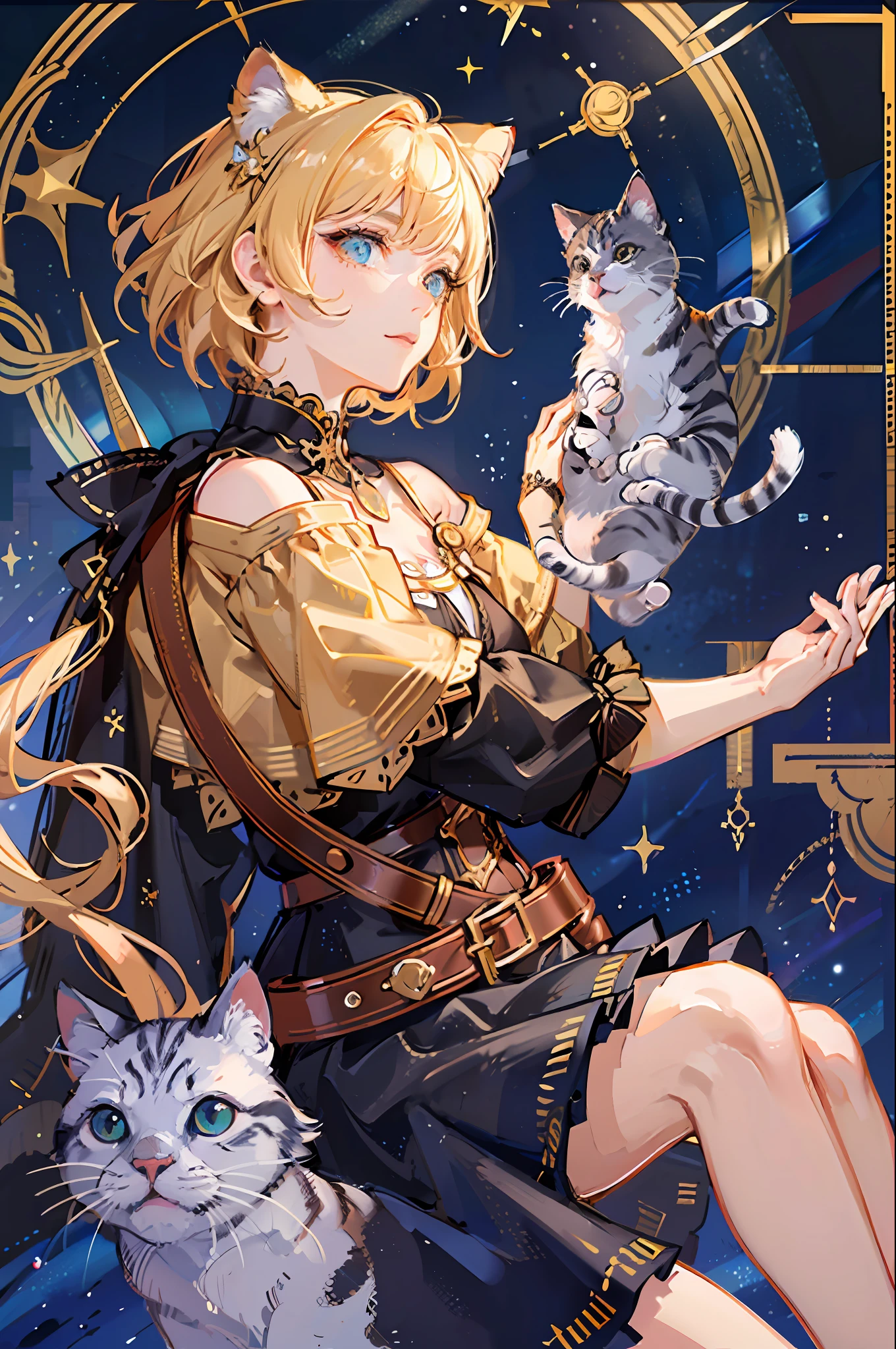 Realistic, (Masterpiece, Top Quality, Best Quality, Official Art, Beautiful and Aesthetic: 1.2), Very Detailed, Fractal Art, Colorful, Most Detailed, Leo, (Abstract Background: 1.5) (1girl: 1.3), (Cat class), yellow hair, bright eyes, earnest, combed back, short hair, , milky way, huge magical gold Leo astrolabe,dream,fantasy, gold trim,beautiful detailed sky,Style and Decoration for Leo, leo goddess,(nsfw:0.8)
delicate refective and high glass guardrail board