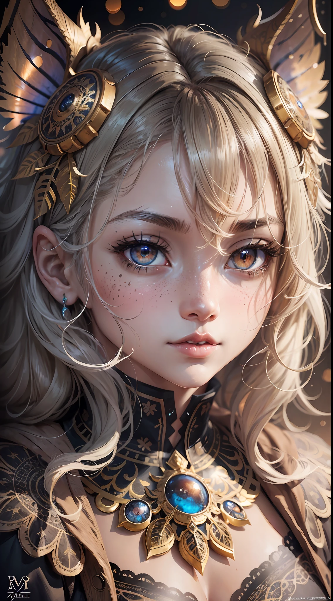 cute elephant, messy, tanned skin, amber eyes, freckels, soft colors, anime style, messy curly hair, very thin lines, handy lines, advertise pigment pen style, magical, rough, rough shading, stylize 1000, line art, rugged, dirty, big eyes, reflective eyes, perfects eyes, Gritty Realism, dirt, dark, glowing eyes, anime style, intricate detailed, fantasy, concept art, digital art, intricate, oil on canvas, masterpiece, expert, insanely detailed, 4k resolution, sunbeams, fairy tale illustration, fantasy, filigree