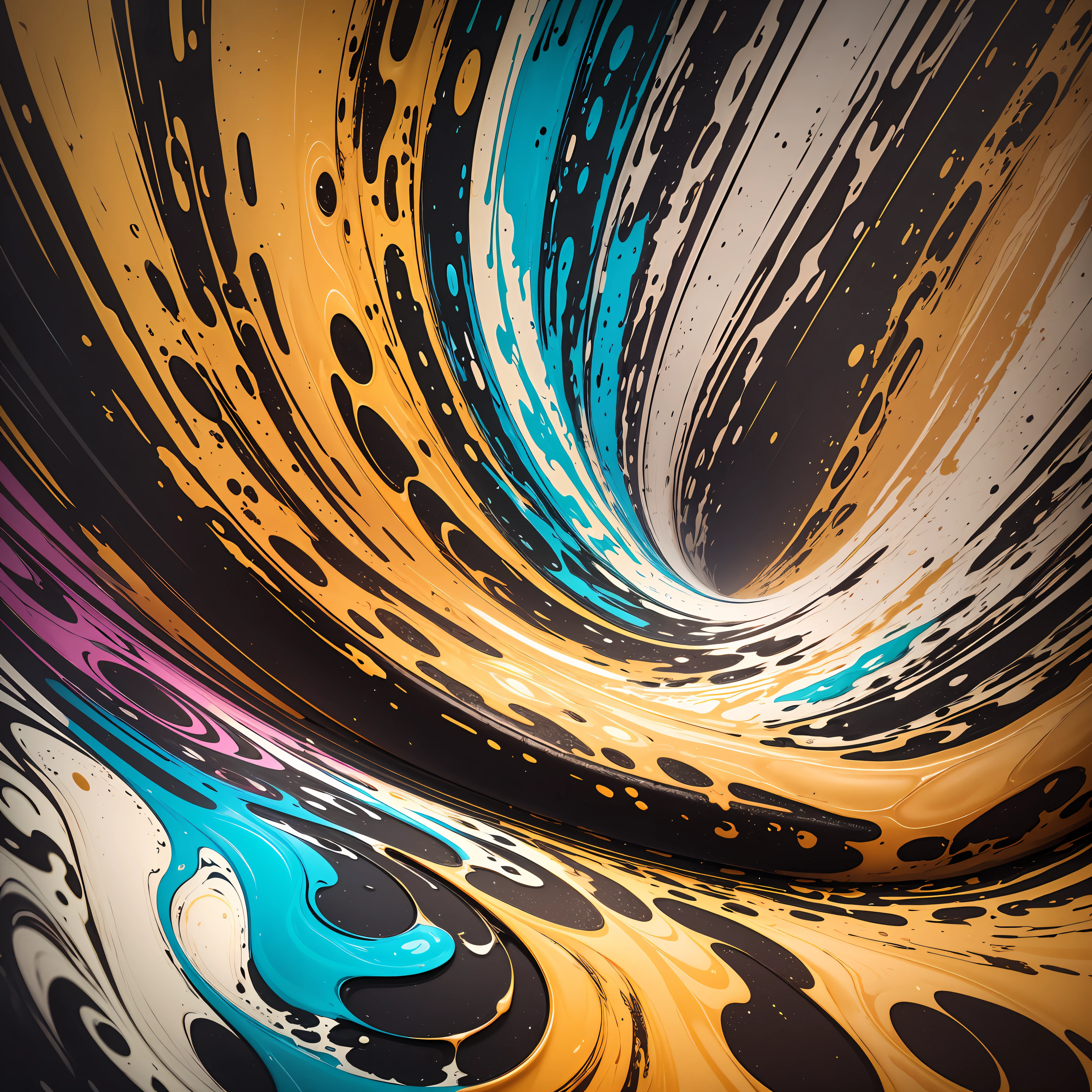 abstract background of fluid painting with a yellow swirl and cylindrical cells 3D, brown, ochre, white and gold, fluid abstract art drained liquid, intricate fluid neon paint, fluid painting of phosphoric and very bright liquid marble, vibrant acrylic art abstract liquid, colorful swirls of paint, gold marbled paper background, swirling liquids, bright marbled neon effect, spilled paint art, paint swirls, paint spill aesthetics --auto --s2