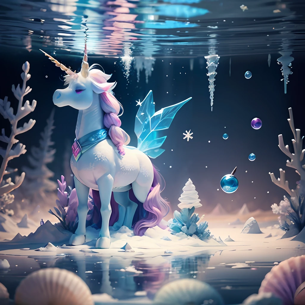The frozen world of Frozen,Under the sea with unicorn and rainbow and lilac shells --auto --s2
