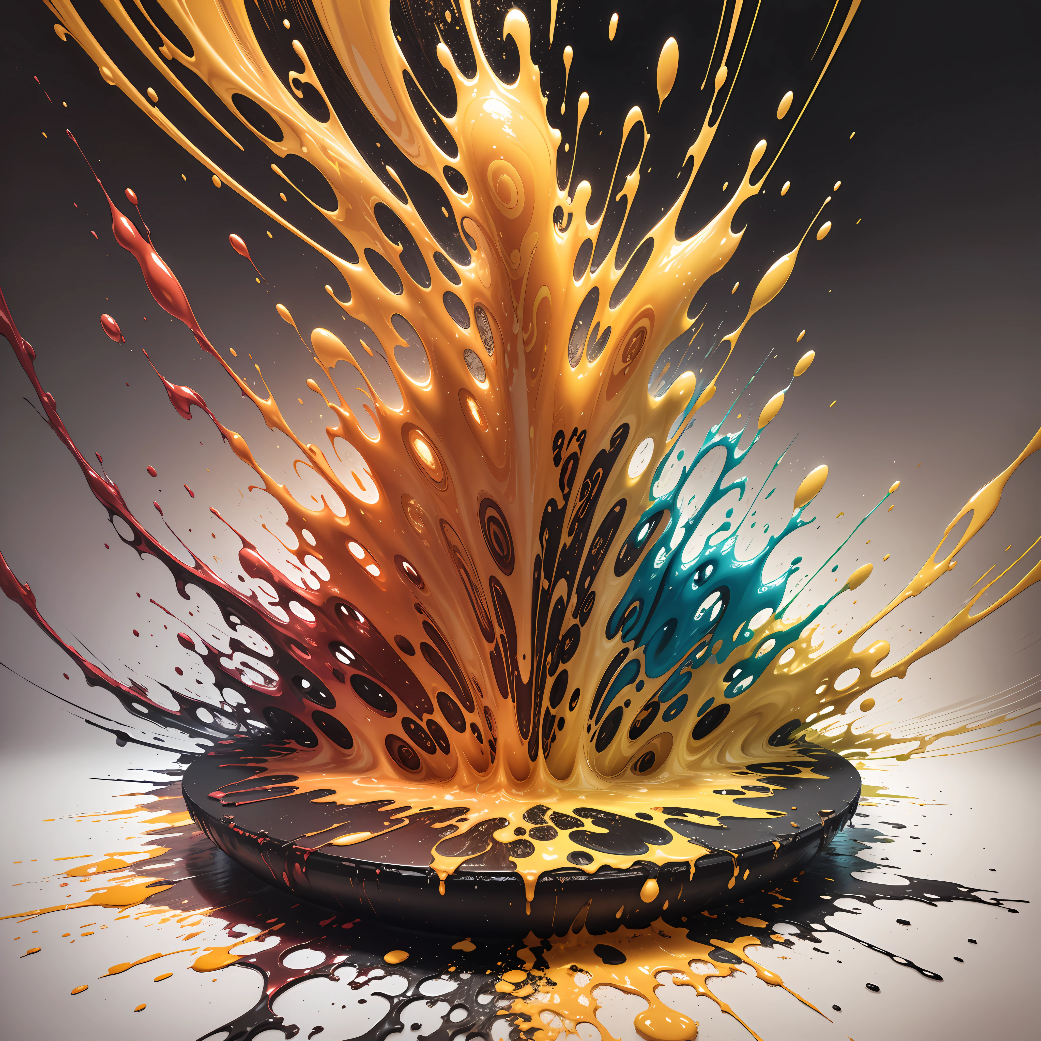 abstract background of fluid painting with a yellow swirl and cylindrical cells 3D, brown, ochre, white and gold, fluid abstract art drained liquid, intricate fluid neon paint, fluid painting of phosphoric and very bright liquid marble, vibrant acrylic art abstract liquid, colorful swirls of paint, gold marbled paper background, swirling liquids, bright marbled neon effect, spilled paint art, paint swirls, paint spill aesthetics --auto --s2