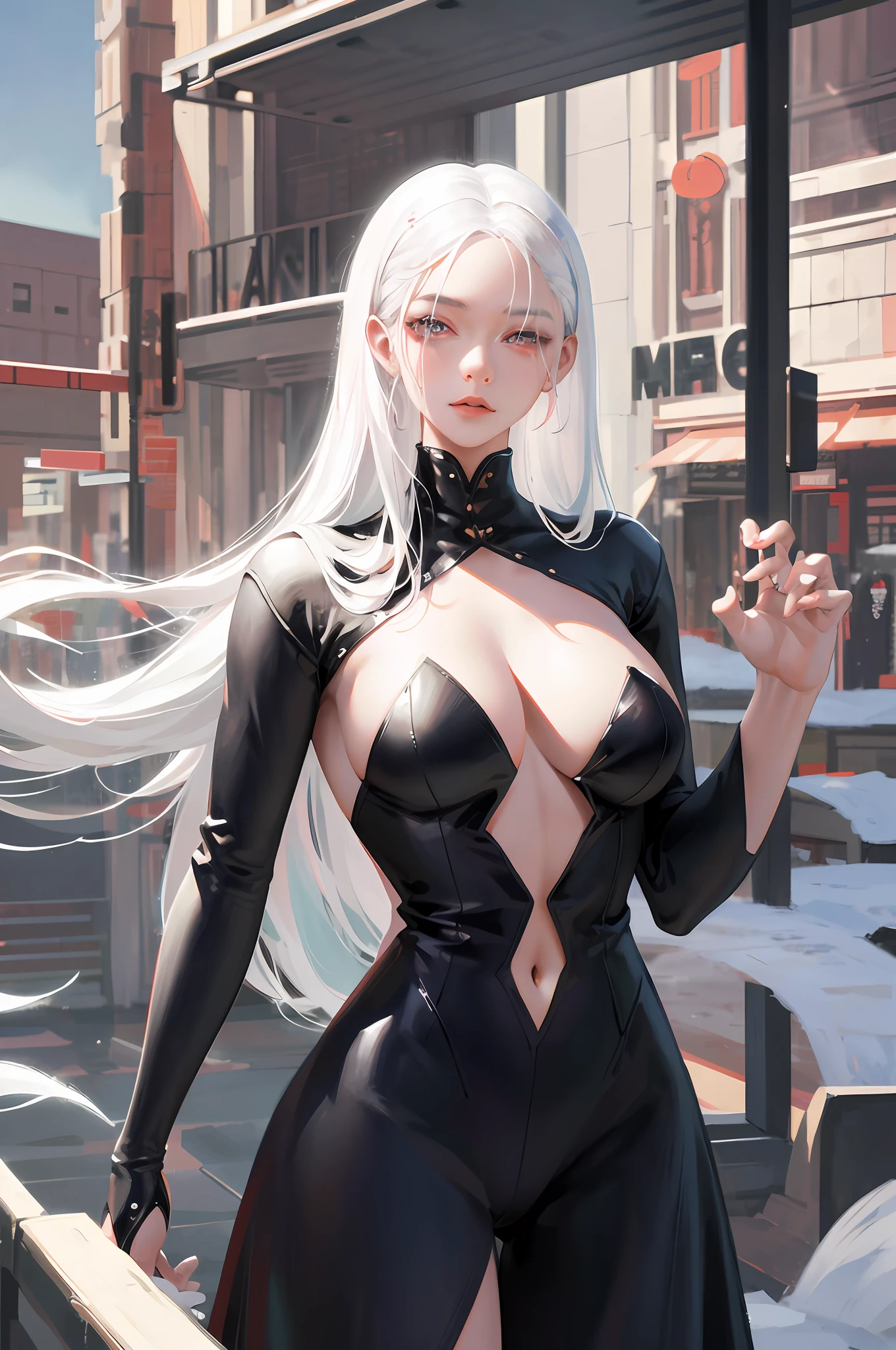 anime girl with white hair and black clothes posing naked, extremely detailed artgerm, detailed digital anime art, artgerm on artstation pixiv, guweiz on pixiv artstation, guweiz on artstation pixiv, fanart best artstation, :: rossdraws, trending on artstation pixiv, rossdraws 2. 5